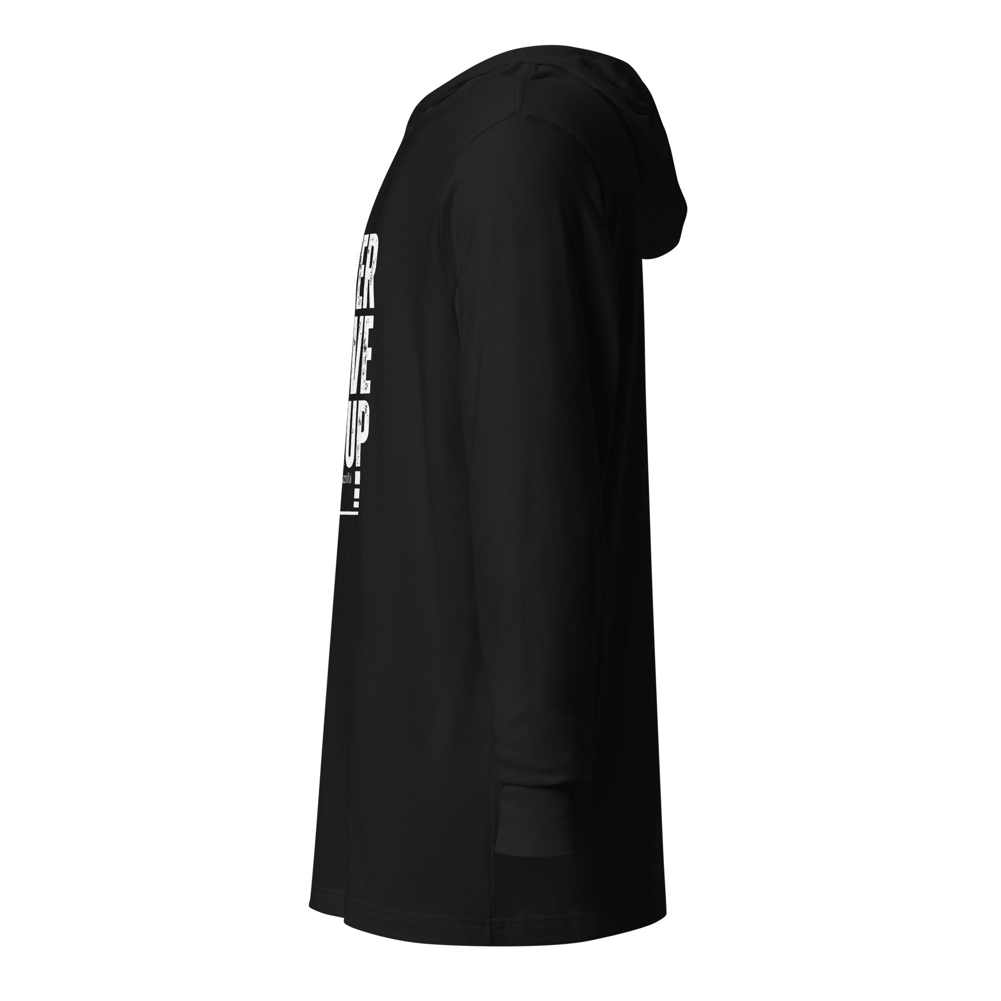Unisex Hooded Long-Sleeve Tee | Never Give Up Hooded long-sleeve tee AwRans Clothing unisex-hooded-long-sleeve-tee-black-left-67eb96c4800e5