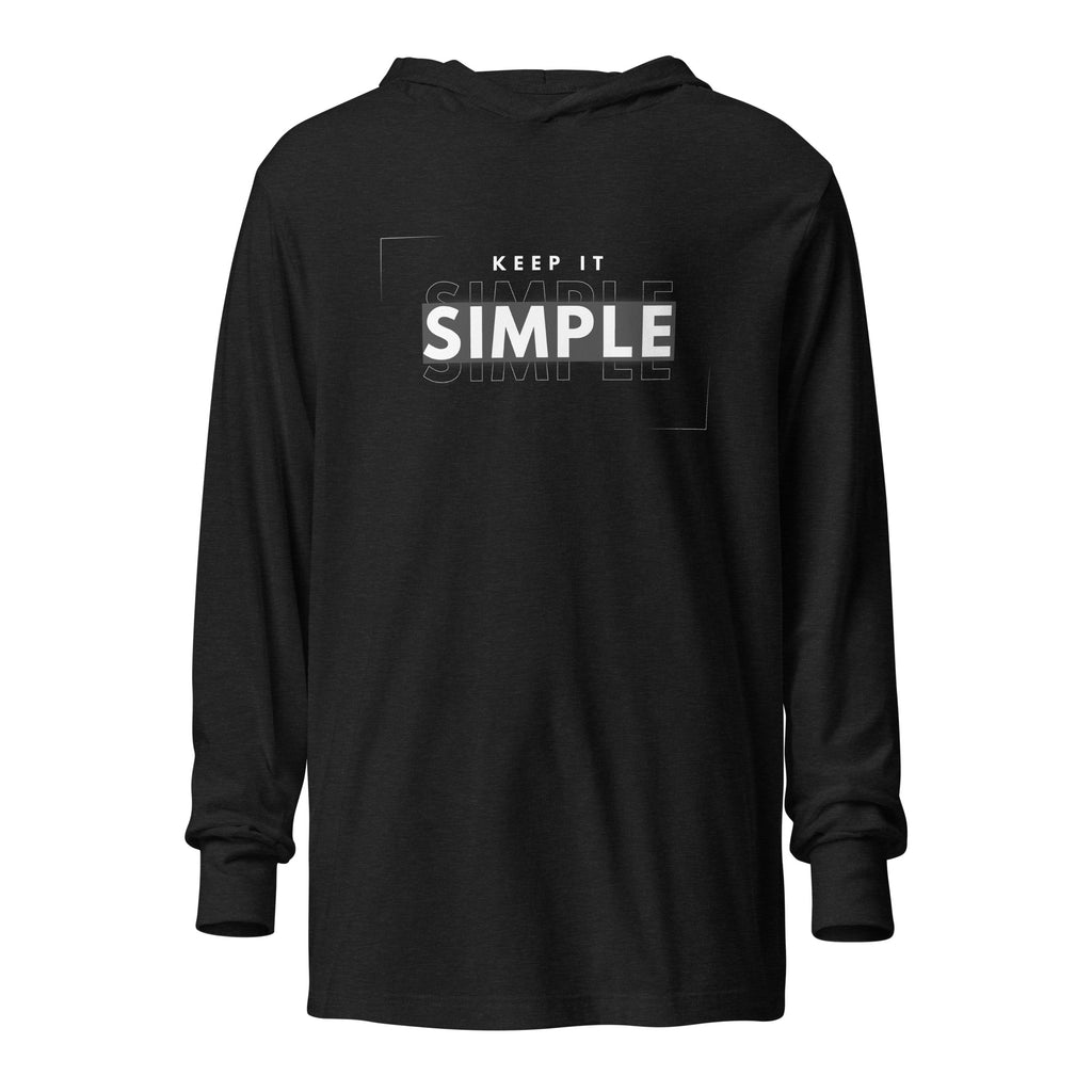 Unisex Hooded Long-Sleeve Tee | Keep It Simple Charcoal-Black Triblend Hooded long-sleeve tee AwRans Clothing unisex-hooded-long-sleeve-tee-charcoal-black-triblend-front-67eb938198469