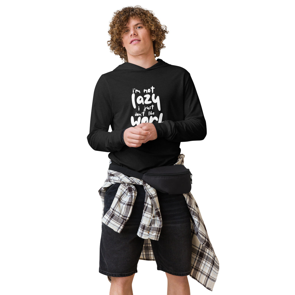 Unisex Hooded Long-Sleeve Tee | I'm Not Lazy,I Just Don't Like The Work Hooded long-sleeve tee AwRans Clothing unisex-hooded-long-sleeve-tee-charcoal-black-triblend-front-67eb98bd6bd4e