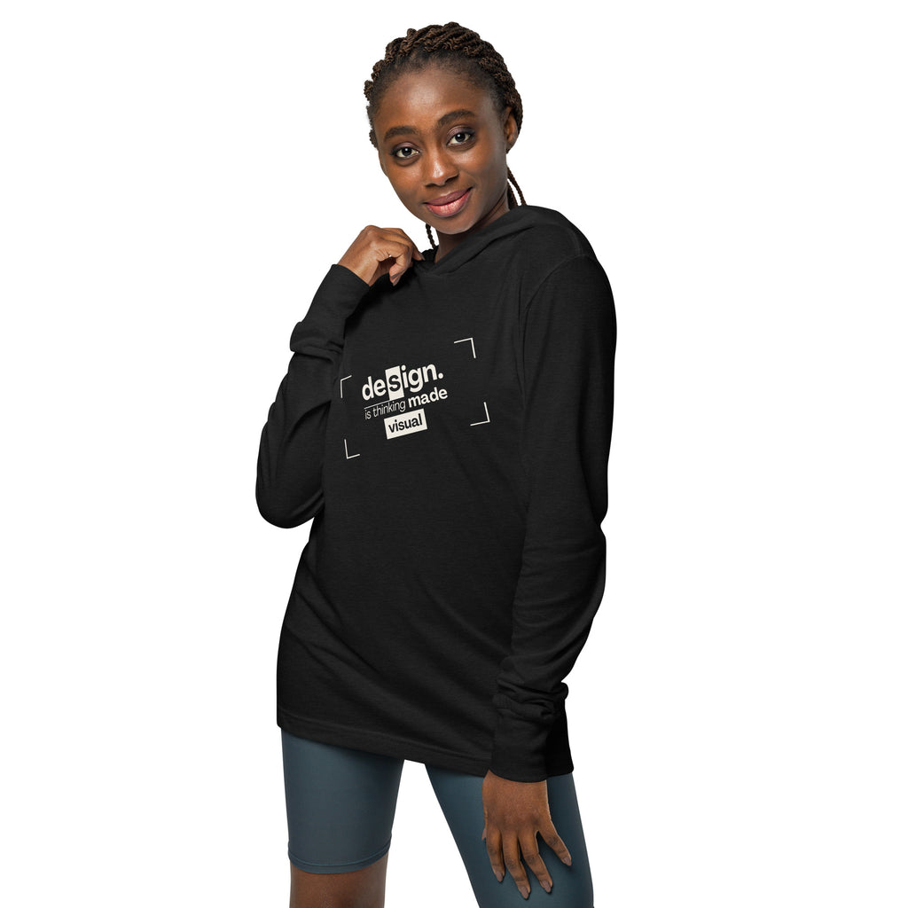 Unisex Hooded Long-Sleeve Tee | Design Is Thinking Made Visual Hooded long-sleeve tee AwRans Clothing unisex-hooded-long-sleeve-tee-charcoal-black-triblend-front-67eb9b110b915