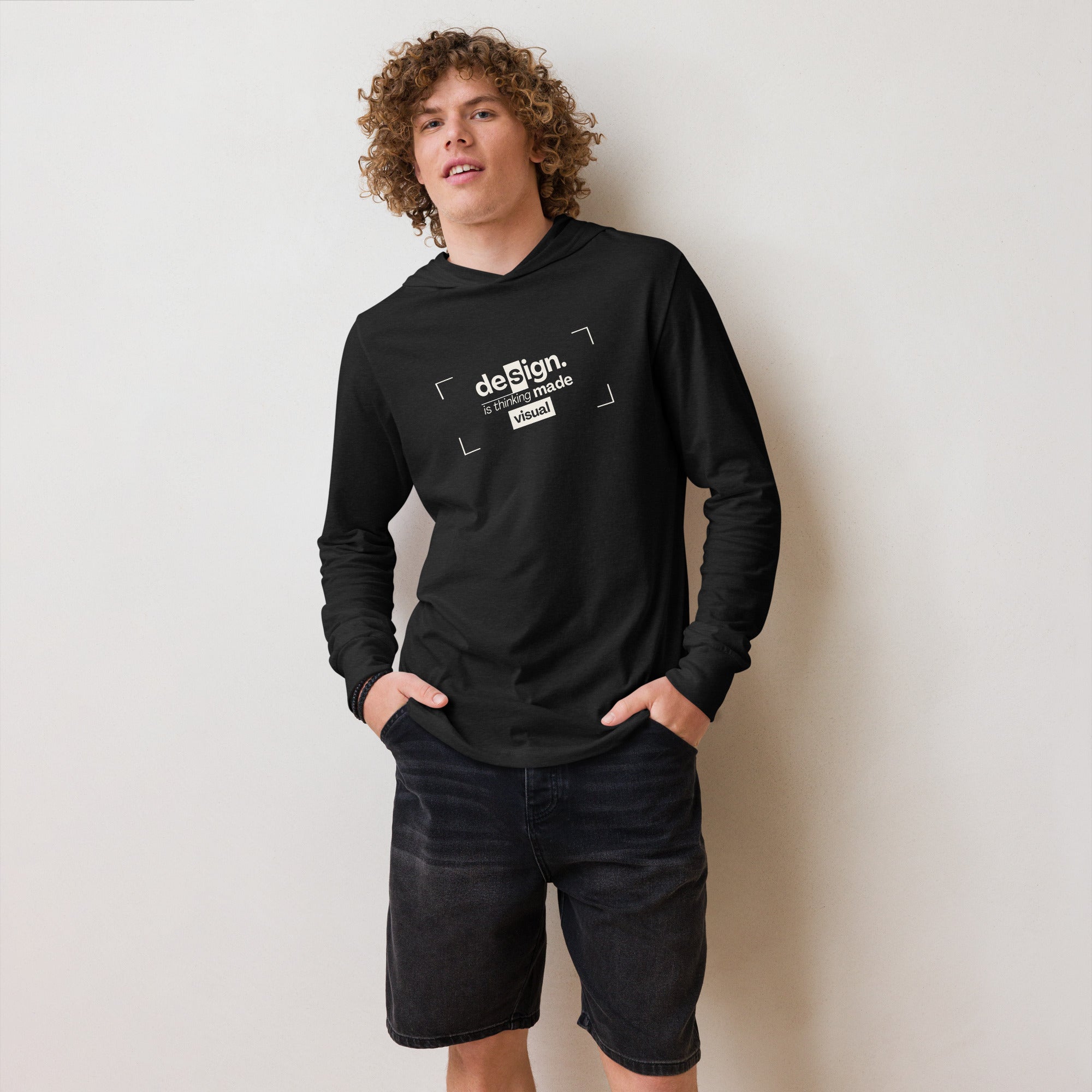 Unisex Hooded Long-Sleeve Tee | Design Is Thinking Made Visual Hooded long-sleeve tee AwRans Clothing unisex-hooded-long-sleeve-tee-charcoal-black-triblend-front-67eb9b110c303