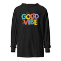 Unisex Hooded Long-Sleeve Tee | Good Vibe Charcoal-Black Triblend Hooded long-sleeve tee AwRans Clothing unisex-hooded-long-sleeve-tee-charcoal-black-triblend-front-67eb9bb8ee305