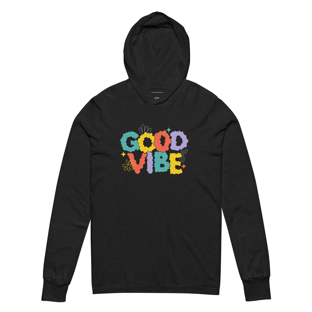 Unisex Hooded Long-Sleeve Tee | Good Vibe Hooded long-sleeve tee AwRans Clothing unisex-hooded-long-sleeve-tee-charcoal-black-triblend-front-67eb9bb8f15ed