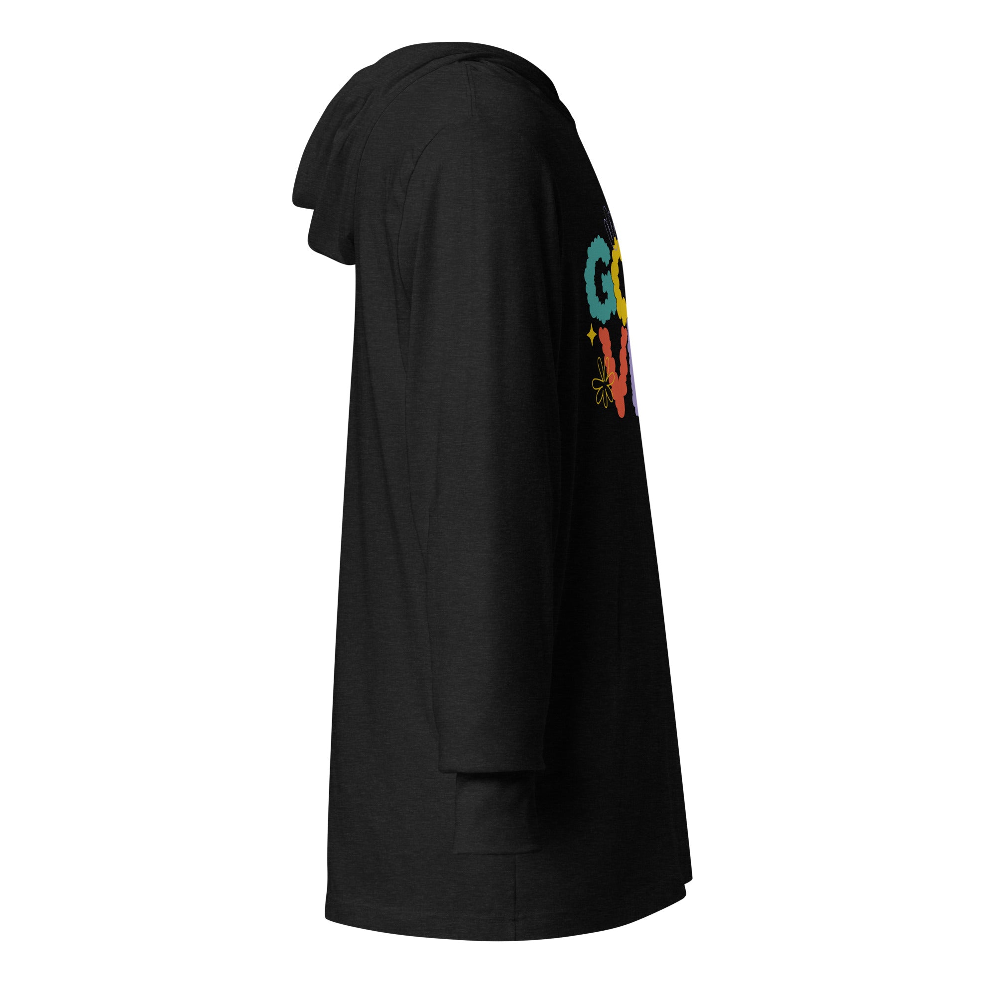 Unisex Hooded Long-Sleeve Tee | Good Vibe Hooded long-sleeve tee AwRans Clothing unisex-hooded-long-sleeve-tee-charcoal-black-triblend-right-67eb9bb920cd4