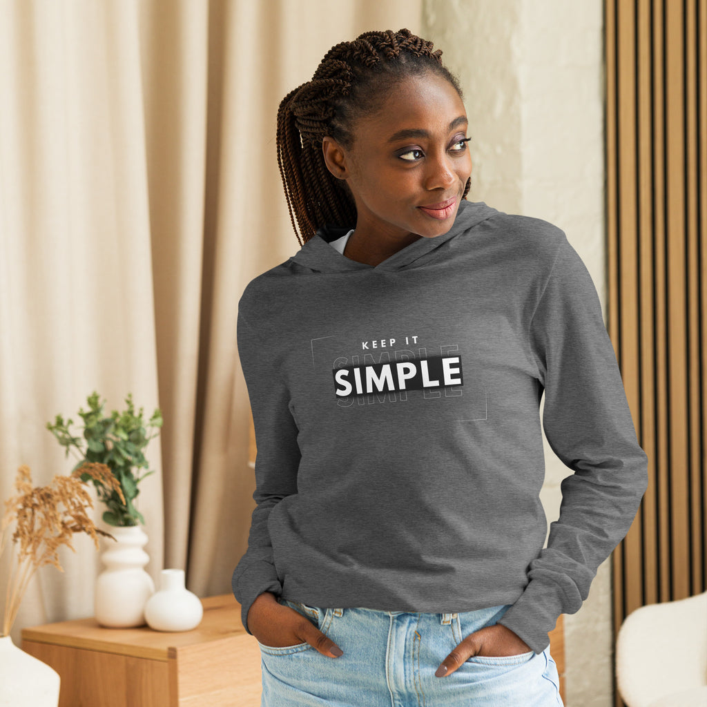 Unisex Hooded Long-Sleeve Tee | Keep It Simple Hooded long-sleeve tee AwRans Clothing unisex-hooded-long-sleeve-tee-grey-triblend-front-67eb9381a7150