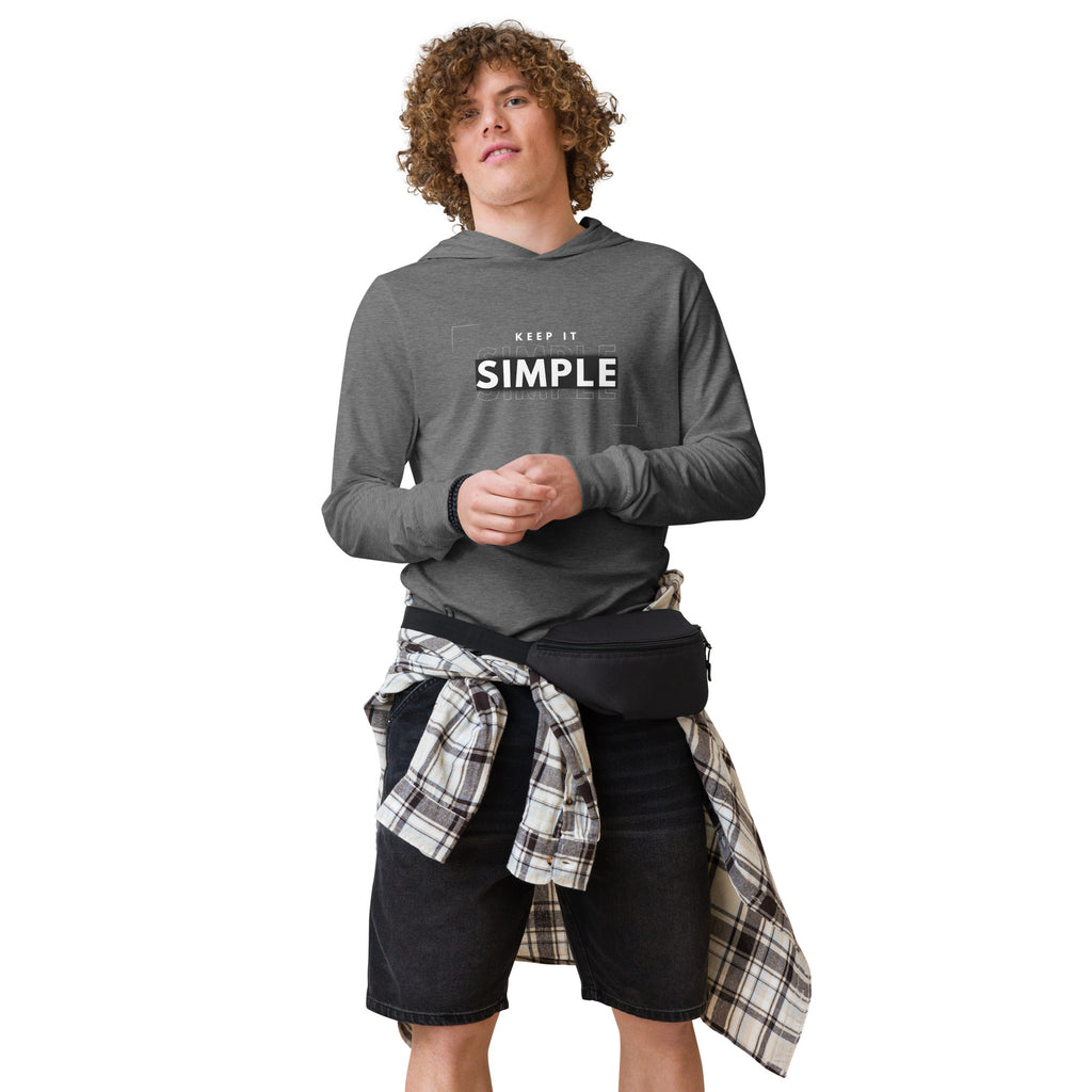 Unisex Hooded Long-Sleeve Tee | Keep It Simple Hooded long-sleeve tee AwRans Clothing unisex-hooded-long-sleeve-tee-grey-triblend-front-67eb9381a980e