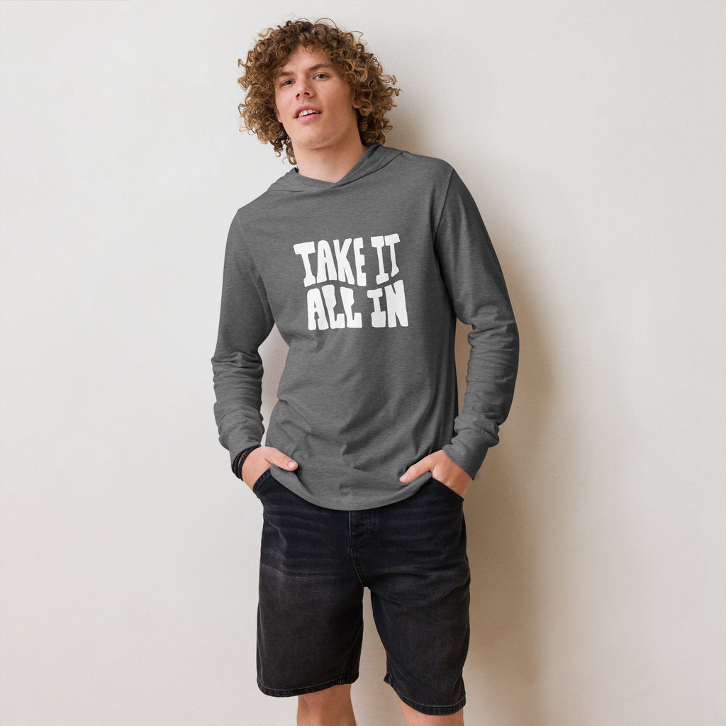 Unisex Hooded Long-Sleeve Tee | Take It All In Hooded long-sleeve tee AwRans Clothing unisex-hooded-long-sleeve-tee-grey-triblend-front-67eb9421cb172