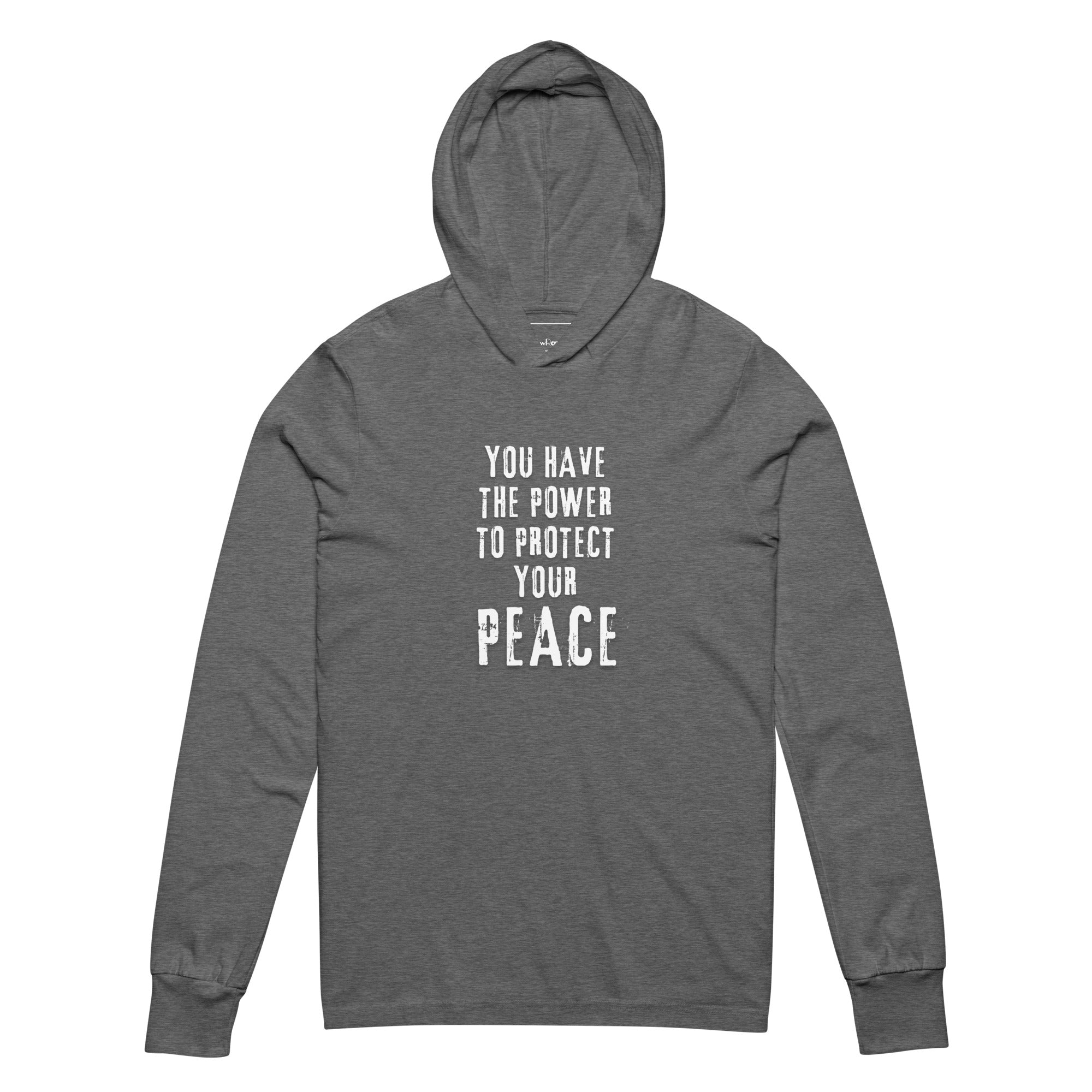 Unisex Hooded Long-Sleeve Tee | You Have The Power To Protect Your Peace Hooded long-sleeve tee AwRans Clothing unisex-hooded-long-sleeve-tee-grey-triblend-front-67eb958c0d132