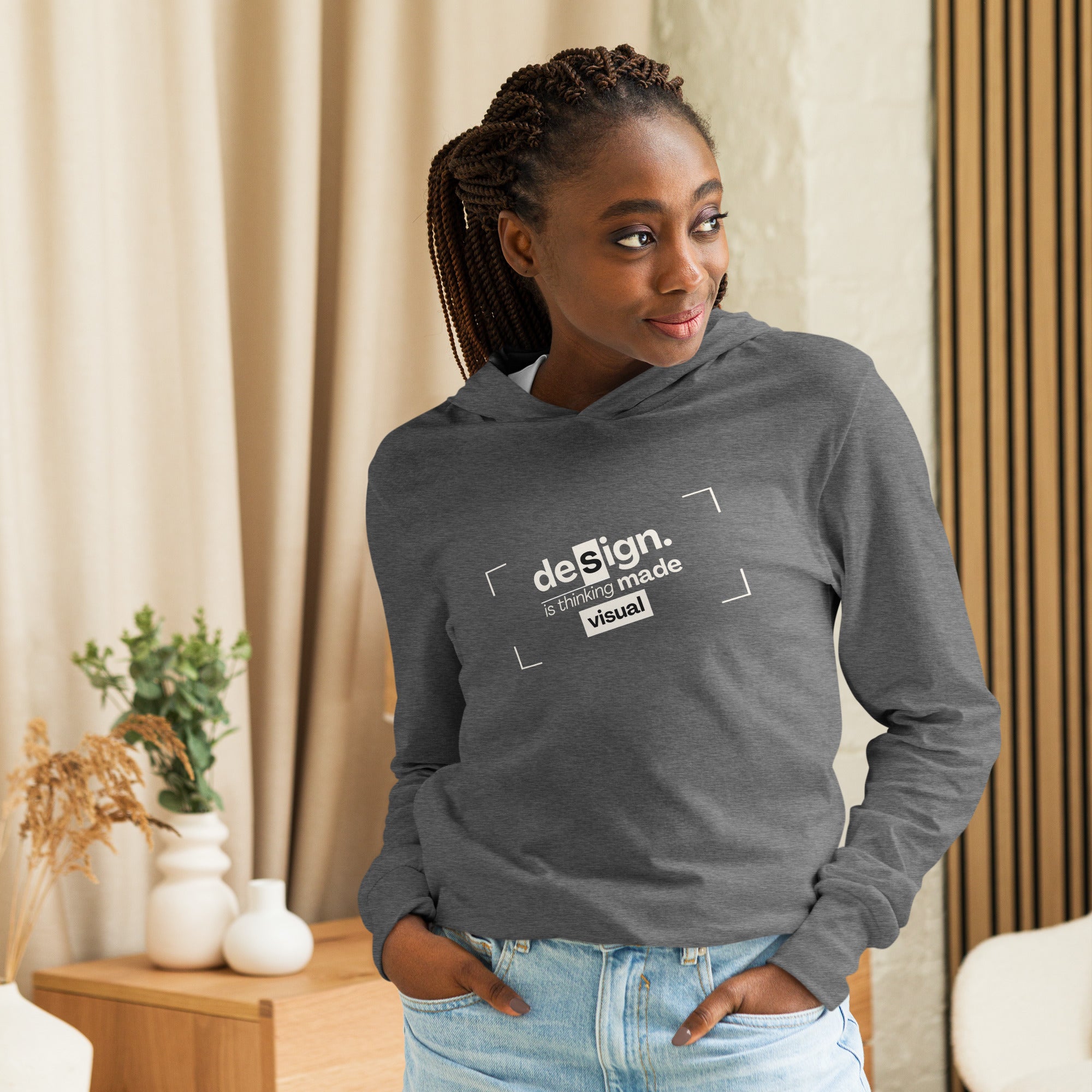 Unisex Hooded Long-Sleeve Tee | Design Is Thinking Made Visual Hooded long-sleeve tee AwRans Clothing unisex-hooded-long-sleeve-tee-grey-triblend-front-67eb9b111ab76