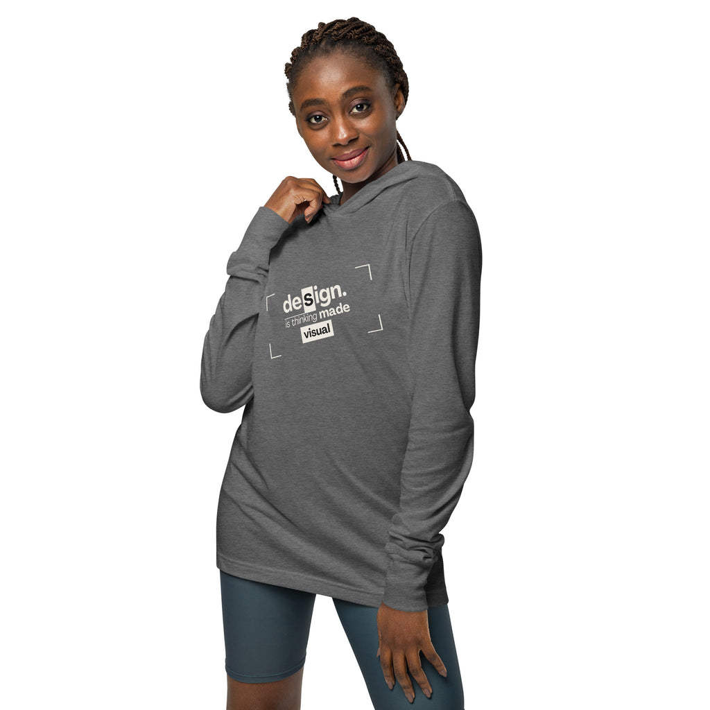 Unisex Hooded Long-Sleeve Tee | Design Is Thinking Made Visual Hooded long-sleeve tee AwRans Clothing unisex-hooded-long-sleeve-tee-grey-triblend-front-67eb9b111b592
