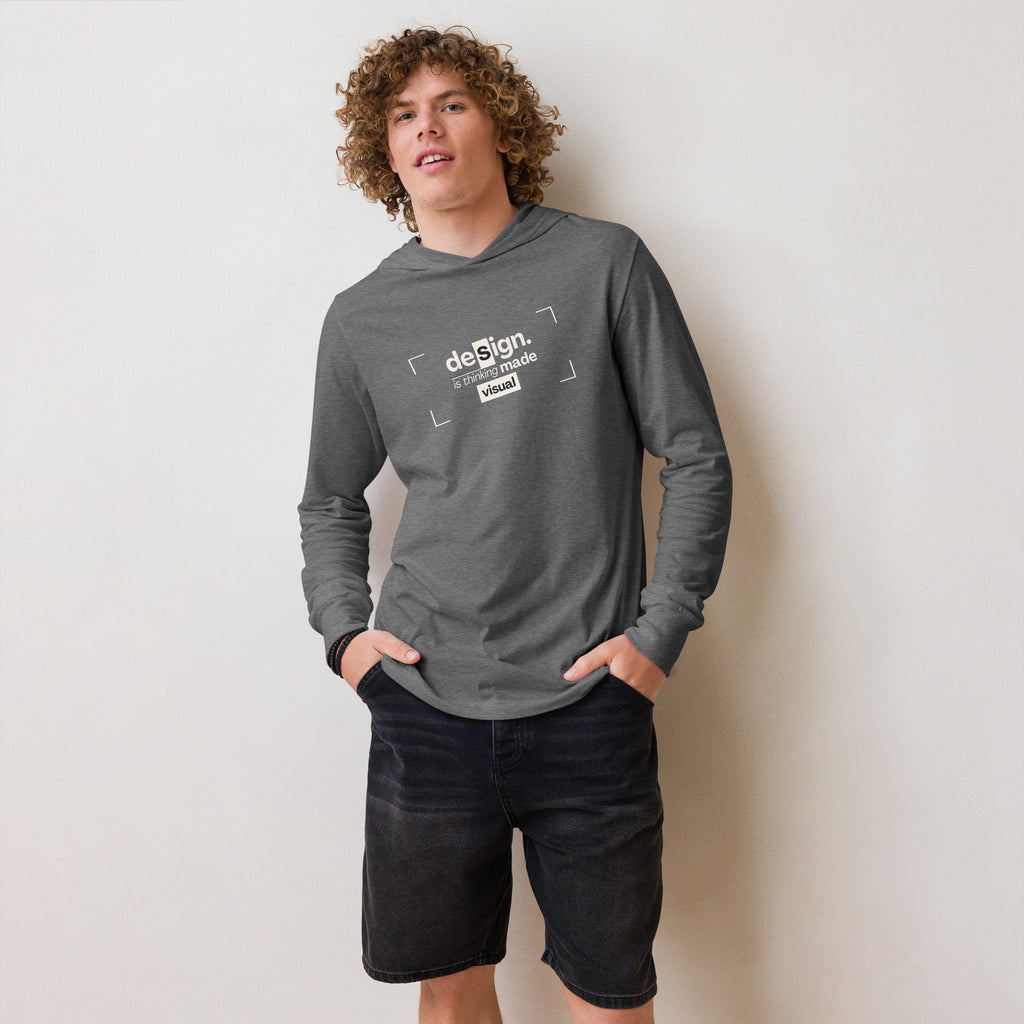 Unisex Hooded Long-Sleeve Tee | Design Is Thinking Made Visual Hooded long-sleeve tee AwRans Clothing unisex-hooded-long-sleeve-tee-grey-triblend-front-67eb9b111ca4e