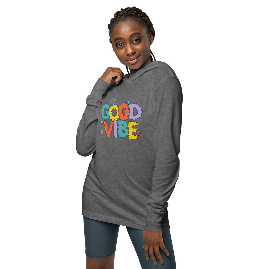 Unisex Hooded Long-Sleeve Tee | Good Vibe Hooded long-sleeve tee AwRans Clothing unisex-hooded-long-sleeve-tee-grey-triblend-front-67eb9bb90a7da