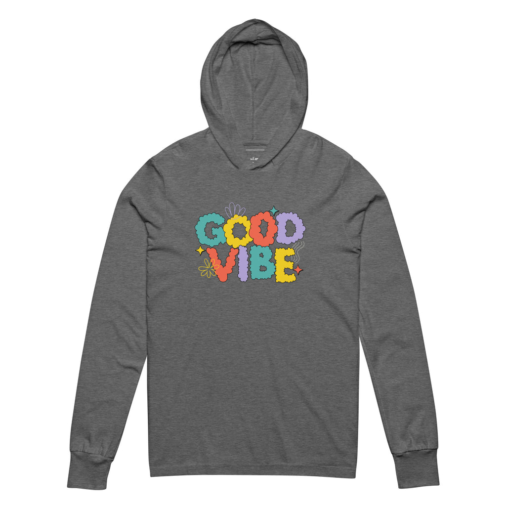 Unisex Hooded Long-Sleeve Tee | Good Vibe Hooded long-sleeve tee AwRans Clothing unisex-hooded-long-sleeve-tee-grey-triblend-front-67eb9bb90cf49