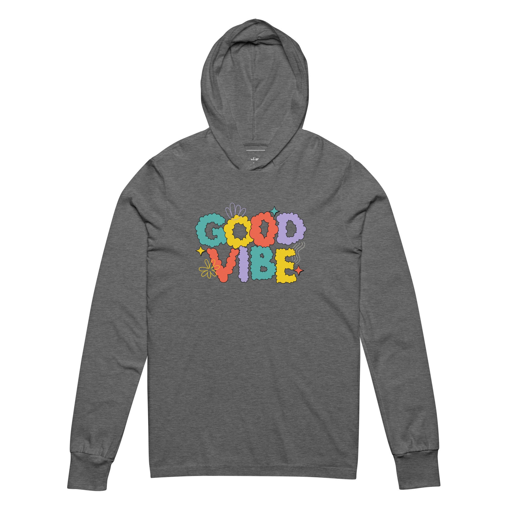 Unisex Hooded Long-Sleeve Tee | Good Vibe Hooded long-sleeve tee AwRans Clothing unisex-hooded-long-sleeve-tee-grey-triblend-front-67eb9bb90cf49