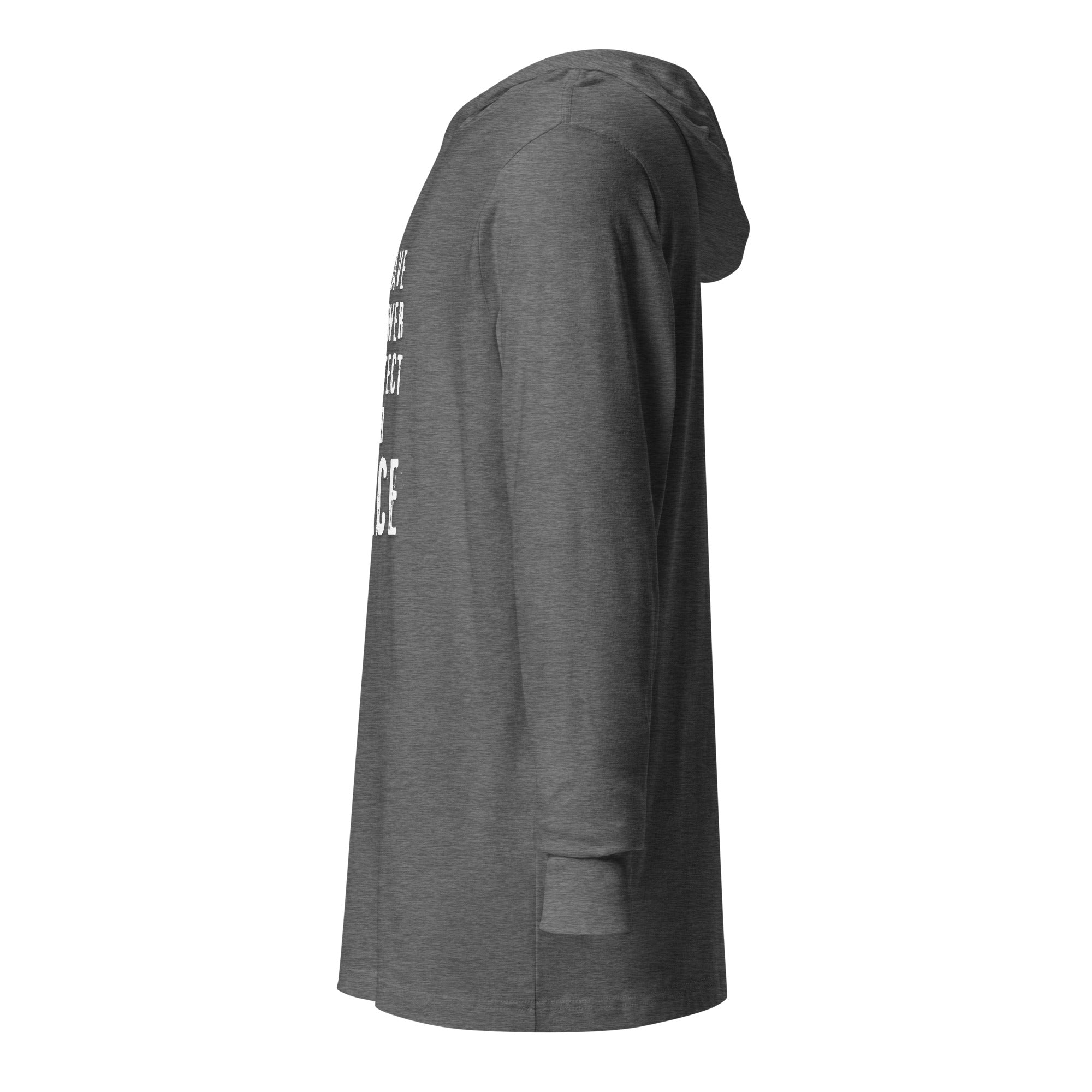 Unisex Hooded Long-Sleeve Tee | You Have The Power To Protect Your Peace Hooded long-sleeve tee AwRans Clothing unisex-hooded-long-sleeve-tee-grey-triblend-left-67eb958c2c1b9