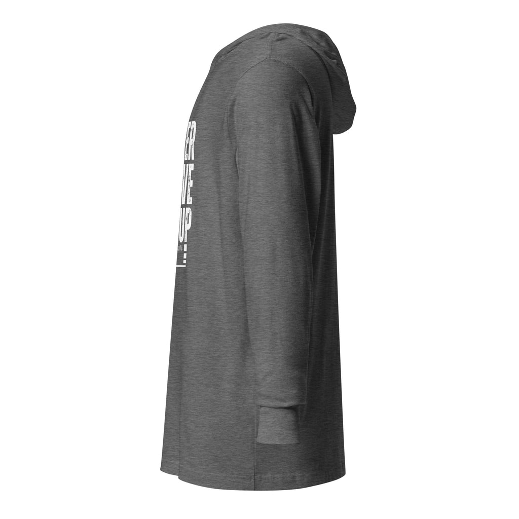 Unisex Hooded Long-Sleeve Tee | Never Give Up Hooded long-sleeve tee AwRans Clothing unisex-hooded-long-sleeve-tee-grey-triblend-left-67eb96c484660