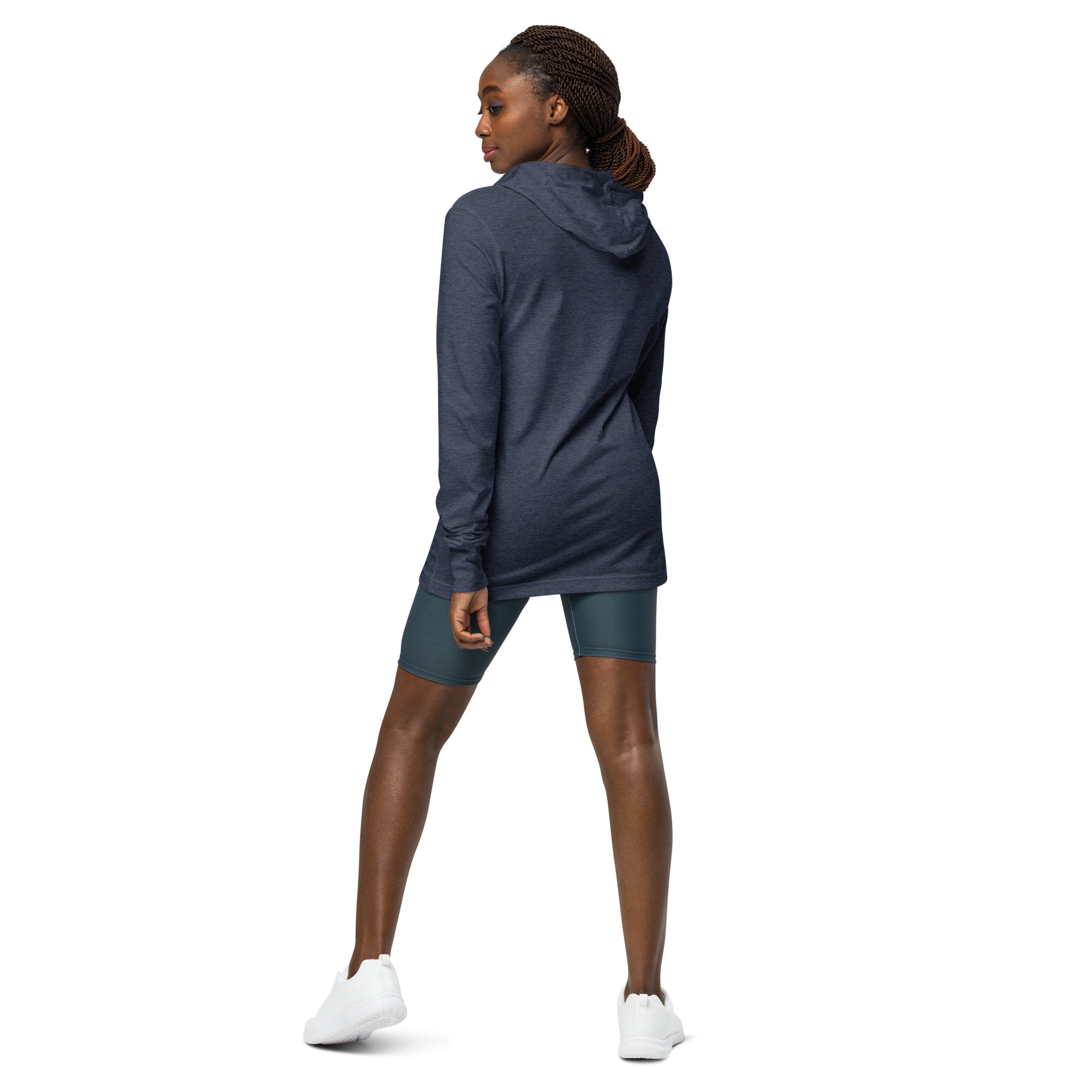 Unisex Hooded Long-Sleeve Tee | Push Your Limits Hooded long-sleeve tee AwRans Clothing unisex-hooded-long-sleeve-tee-heather-navy-back-67eb91e1ba8e4
