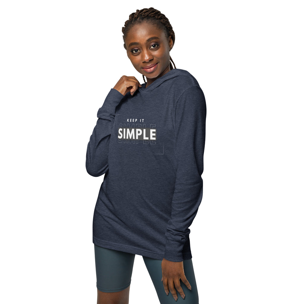 Unisex Hooded Long-Sleeve Tee | Keep It Simple Hooded long-sleeve tee AwRans Clothing unisex-hooded-long-sleeve-tee-heather-navy-front-67eb9381a22c9