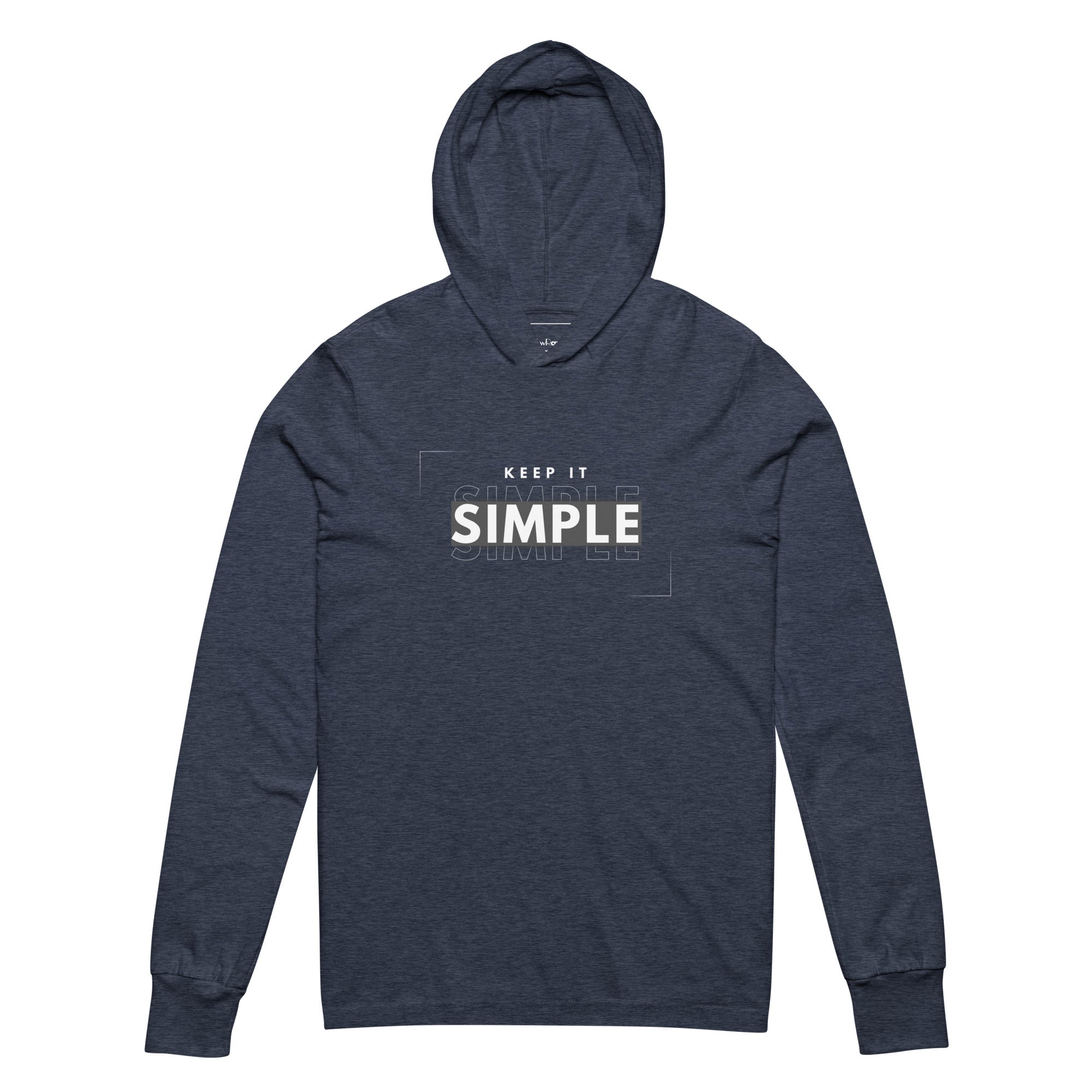 Unisex Hooded Long-Sleeve Tee | Keep It Simple Hooded long-sleeve tee AwRans Clothing unisex-hooded-long-sleeve-tee-heather-navy-front-67eb9381a4216