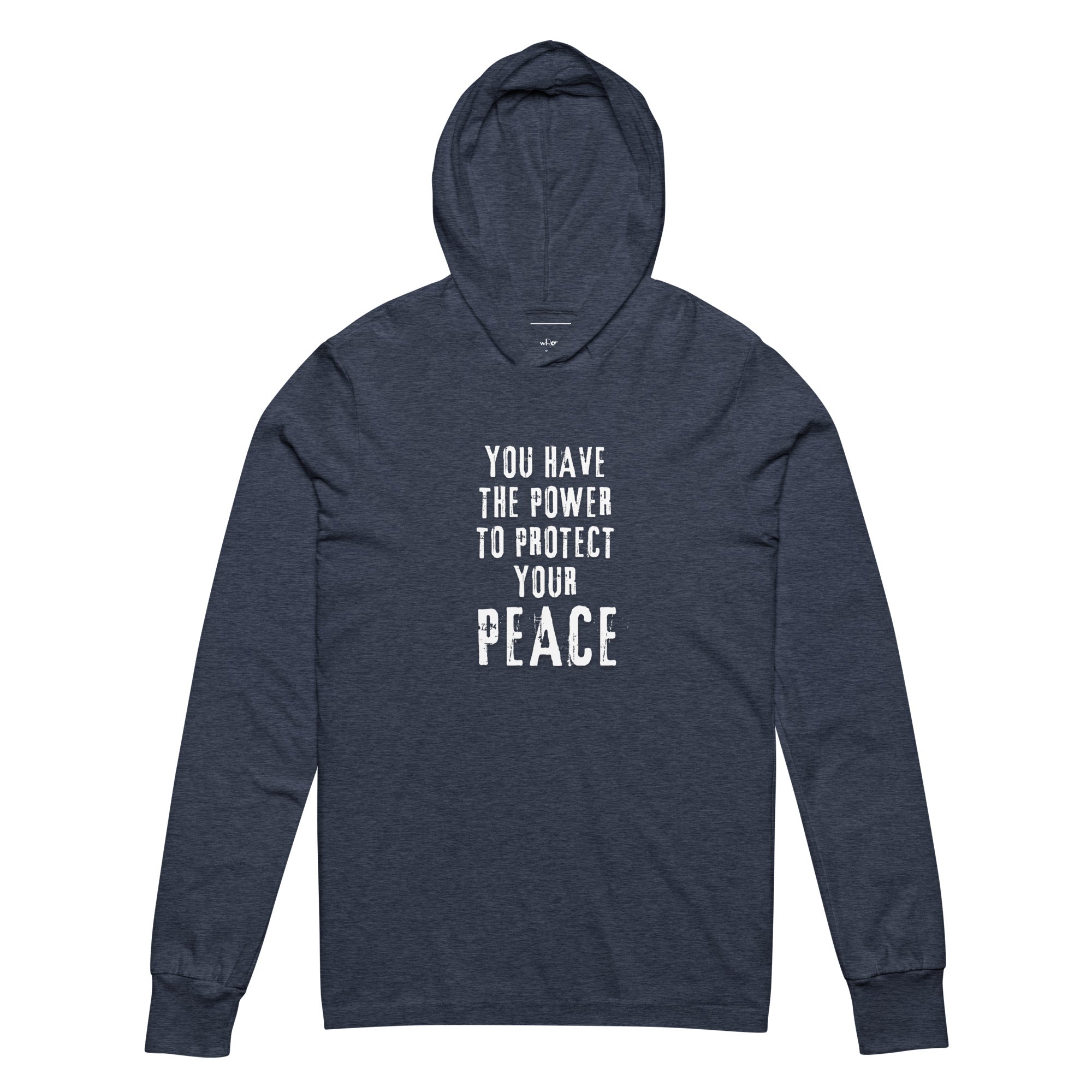 Unisex Hooded Long-Sleeve Tee | You Have The Power To Protect Your Peace Hooded long-sleeve tee AwRans Clothing unisex-hooded-long-sleeve-tee-heather-navy-front-67eb958c04054