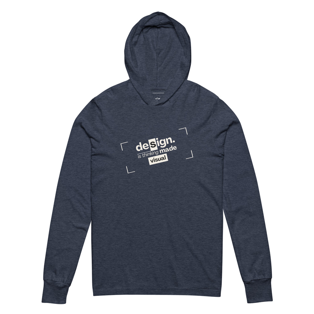 Unisex Hooded Long-Sleeve Tee | Design Is Thinking Made Visual Hooded long-sleeve tee AwRans Clothing unisex-hooded-long-sleeve-tee-heather-navy-front-67eb9b1117781