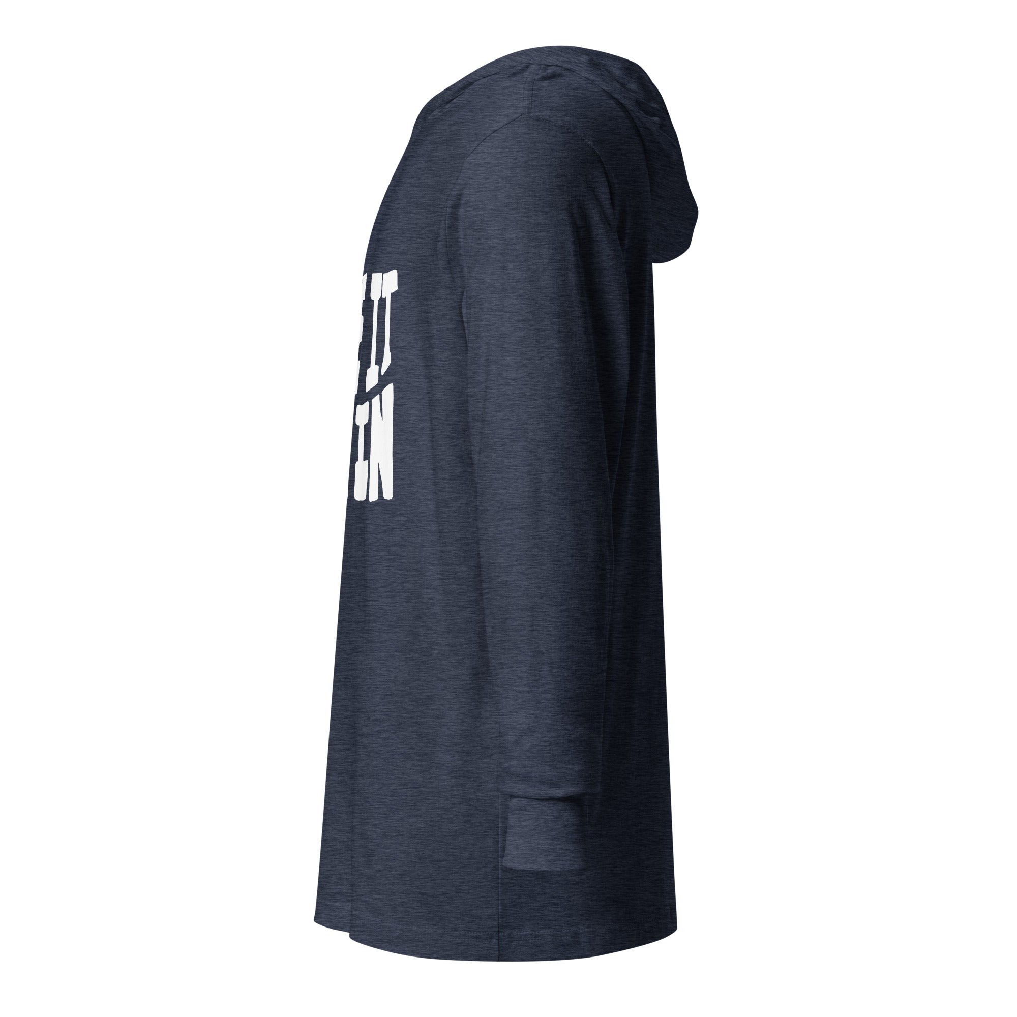 Unisex Hooded Long-Sleeve Tee | Take It All In Hooded long-sleeve tee AwRans Clothing unisex-hooded-long-sleeve-tee-heather-navy-left-67eb9421e2823