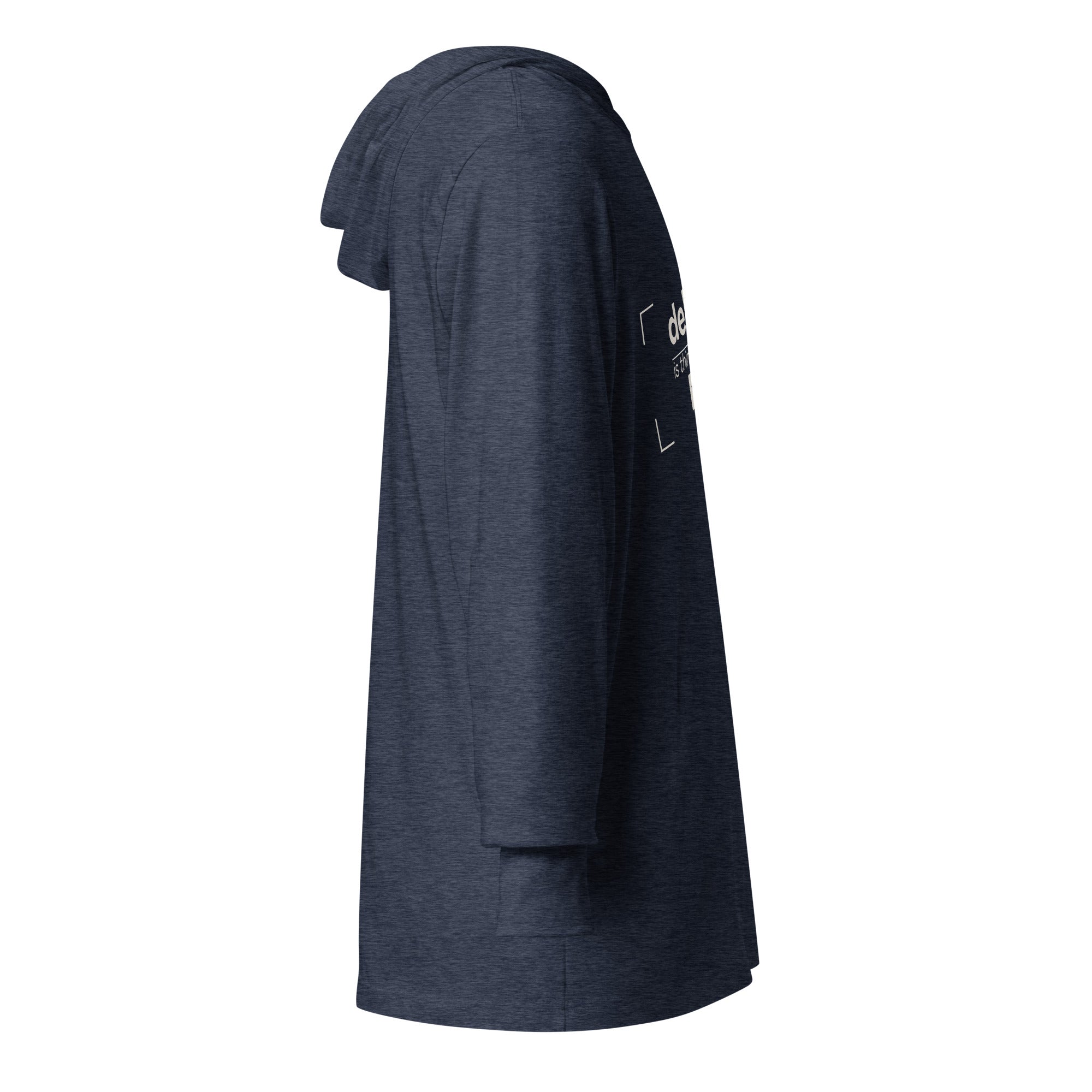 Unisex Hooded Long-Sleeve Tee | Design Is Thinking Made Visual Hooded long-sleeve tee AwRans Clothing unisex-hooded-long-sleeve-tee-heather-navy-right-67eb9b1134d11