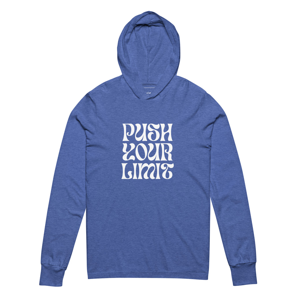 Unisex Hooded Long-Sleeve Tee | Push Your Limits Hooded long-sleeve tee AwRans Clothing unisex-hooded-long-sleeve-tee-heather-true-royal-front-67eb91e1c810a