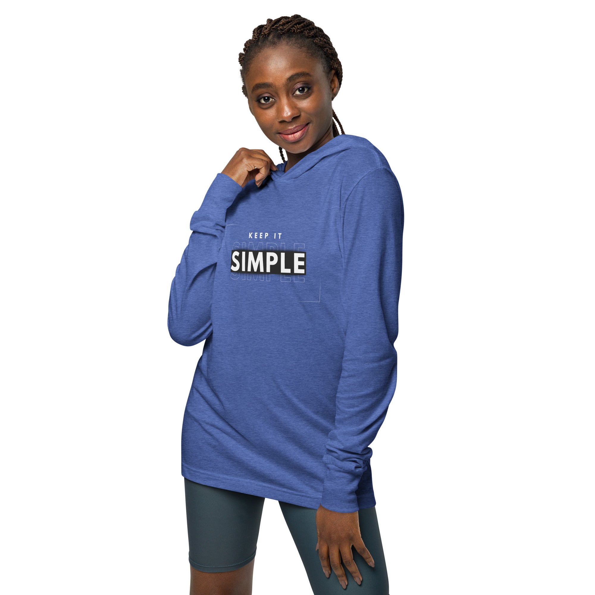 Unisex Hooded Long-Sleeve Tee | Keep It Simple Hooded long-sleeve tee AwRans Clothing unisex-hooded-long-sleeve-tee-heather-true-royal-front-67eb9381ae6bb