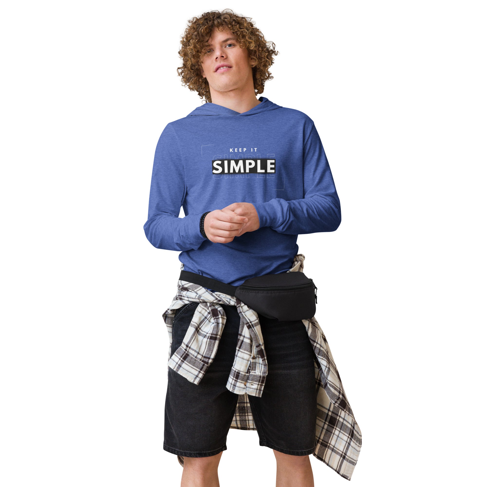 Unisex Hooded Long-Sleeve Tee | Keep It Simple Hooded long-sleeve tee AwRans Clothing unisex-hooded-long-sleeve-tee-heather-true-royal-front-67eb9381b098c