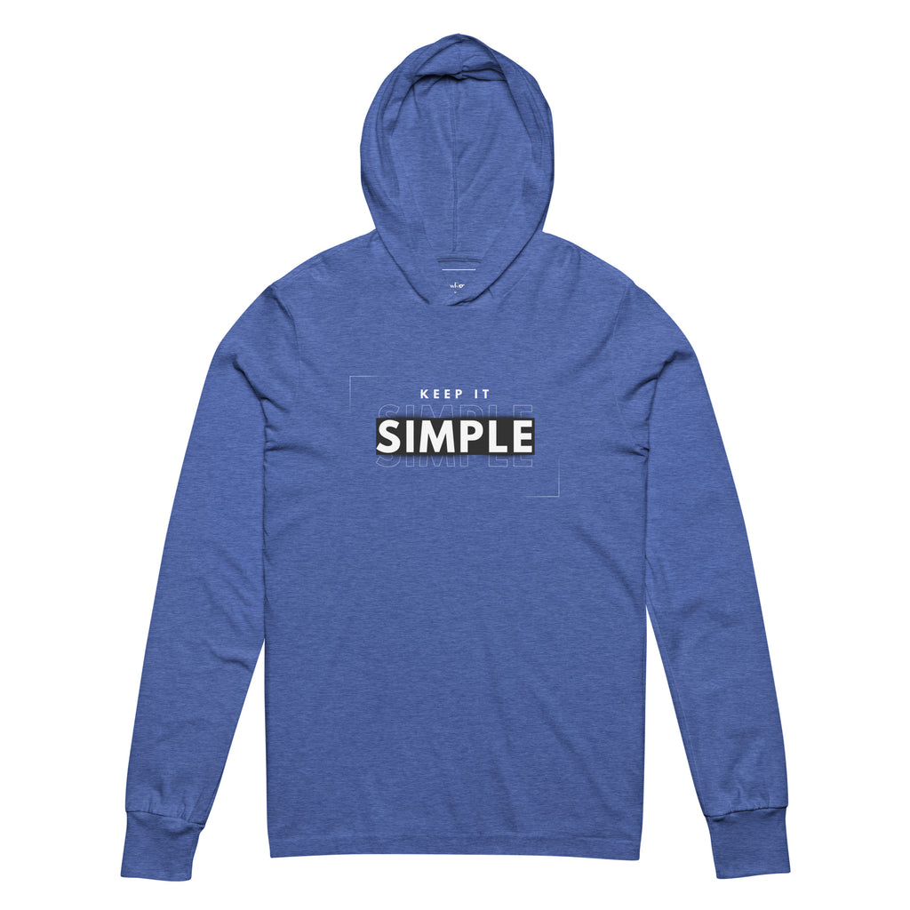 Unisex Hooded Long-Sleeve Tee | Keep It Simple Hooded long-sleeve tee AwRans Clothing unisex-hooded-long-sleeve-tee-heather-true-royal-front-67eb9381b154e