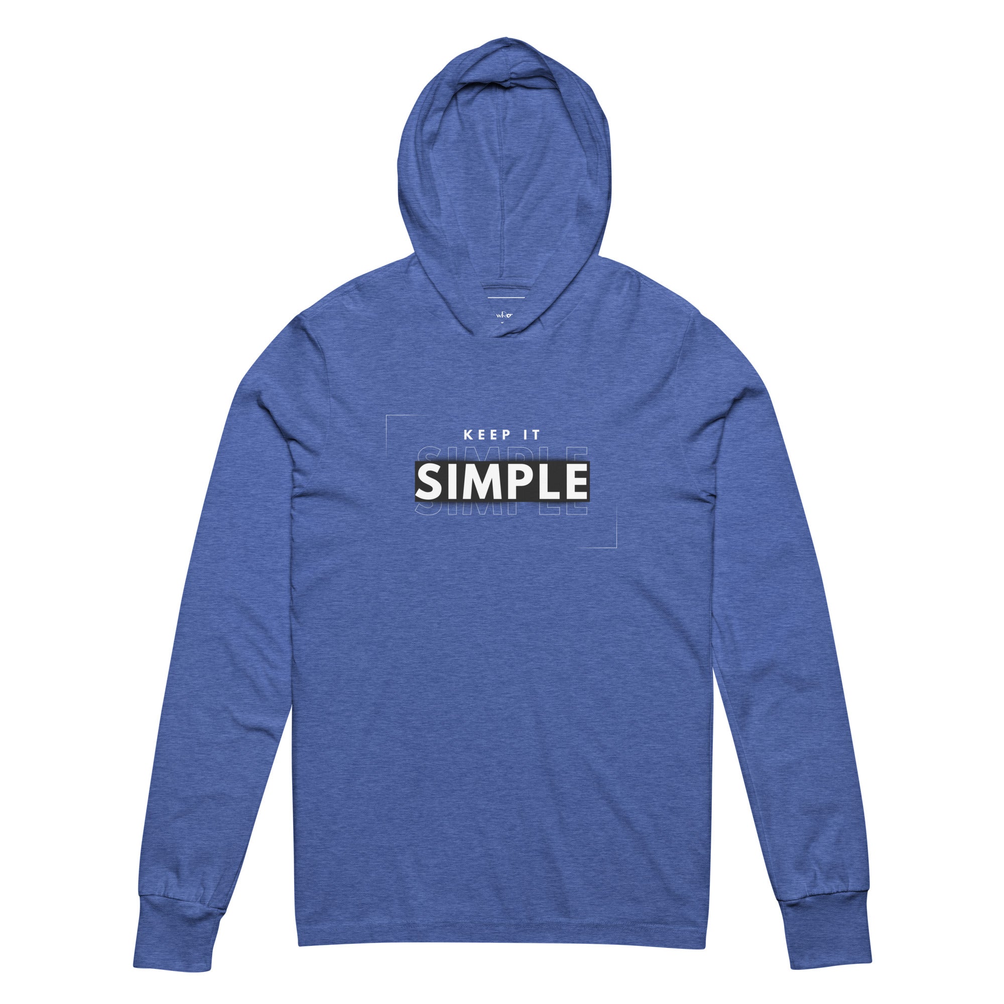 Unisex Hooded Long-Sleeve Tee | Keep It Simple Hooded long-sleeve tee AwRans Clothing unisex-hooded-long-sleeve-tee-heather-true-royal-front-67eb9381b154e