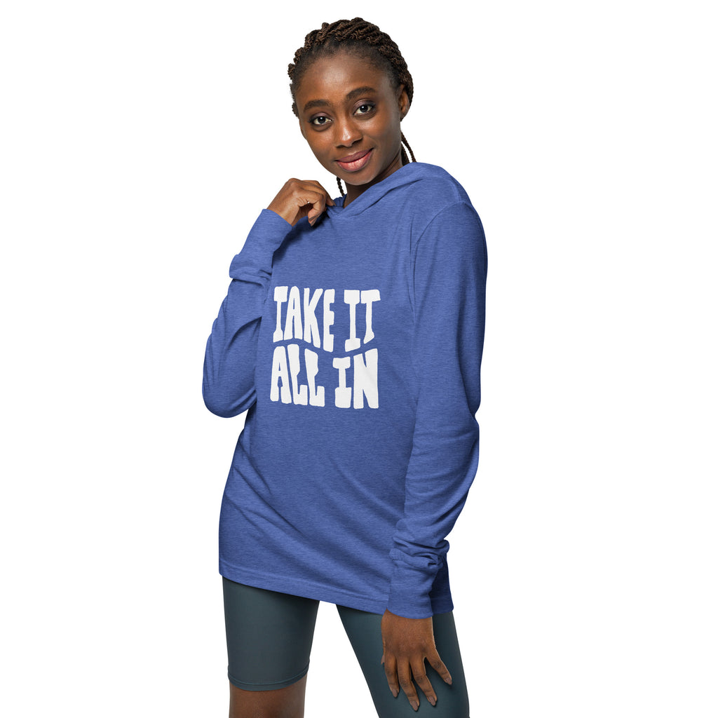 Unisex Hooded Long-Sleeve Tee | Take It All In Hooded long-sleeve tee AwRans Clothing unisex-hooded-long-sleeve-tee-heather-true-royal-front-67eb9421d10df