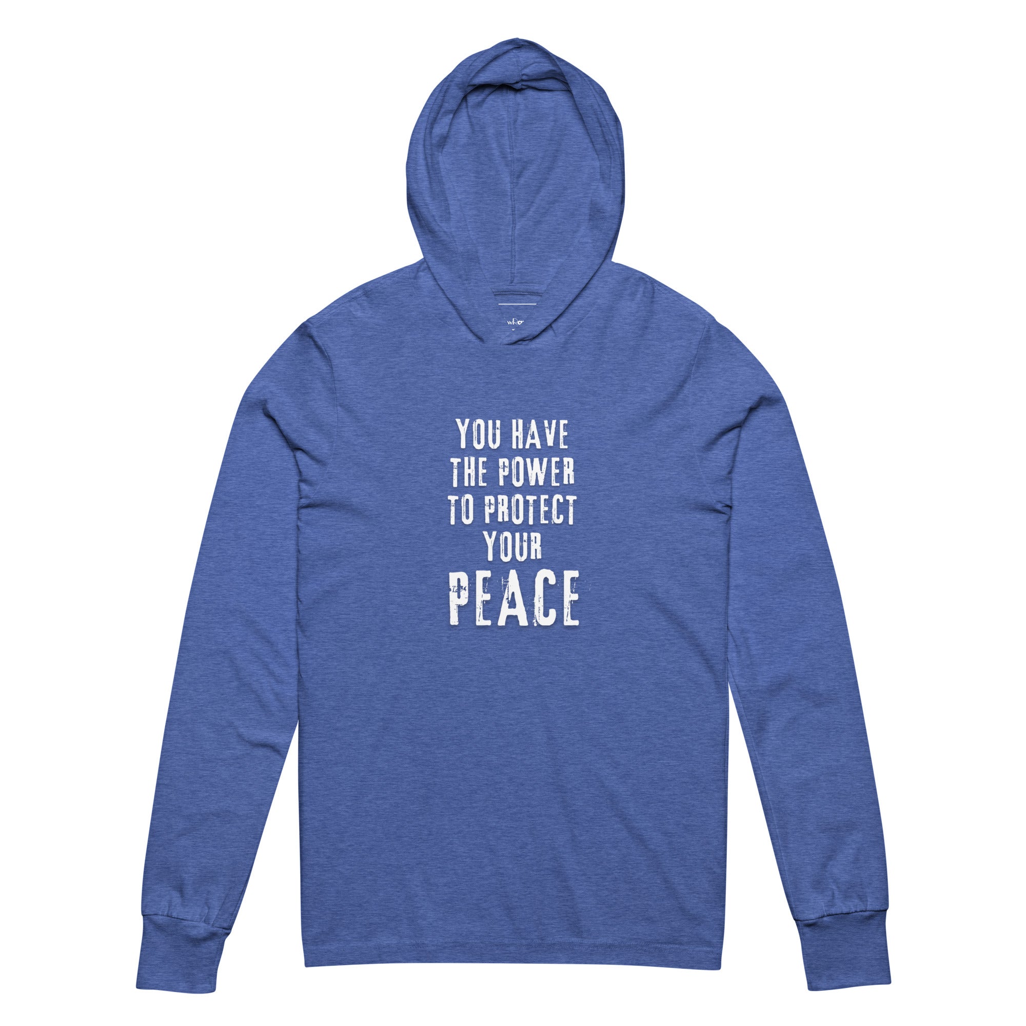 Unisex Hooded Long-Sleeve Tee | You Have The Power To Protect Your Peace Hooded long-sleeve tee AwRans Clothing unisex-hooded-long-sleeve-tee-heather-true-royal-front-67eb958c169b4