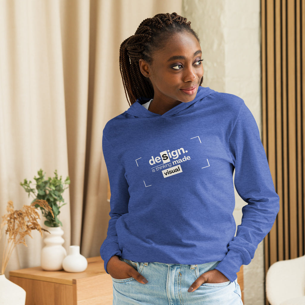 Unisex Hooded Long-Sleeve Tee | Design Is Thinking Made Visual Hooded long-sleeve tee AwRans Clothing unisex-hooded-long-sleeve-tee-heather-true-royal-front-67eb9b112191c