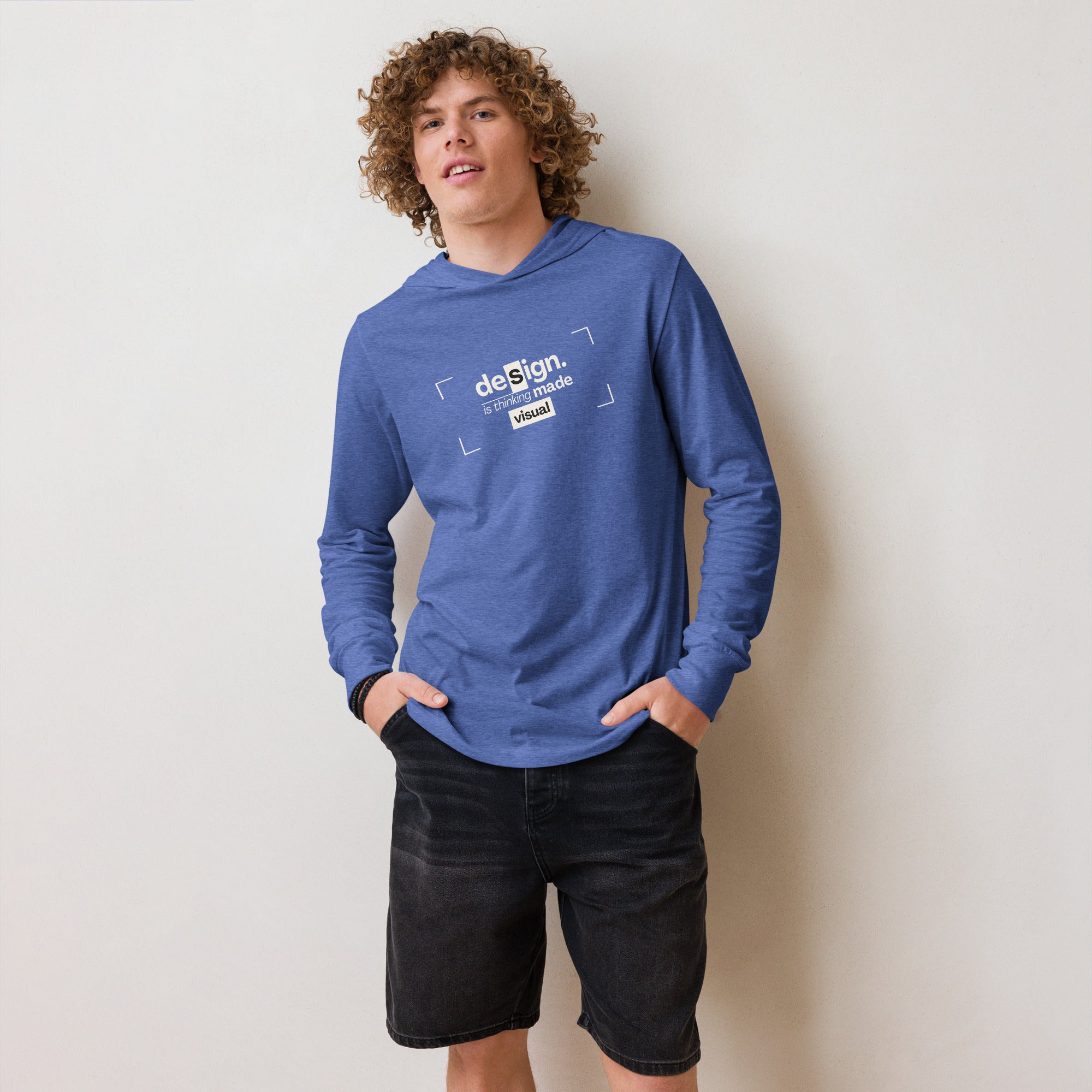 Unisex Hooded Long-Sleeve Tee | Design Is Thinking Made Visual Hooded long-sleeve tee AwRans Clothing unisex-hooded-long-sleeve-tee-heather-true-royal-front-67eb9b1123d83