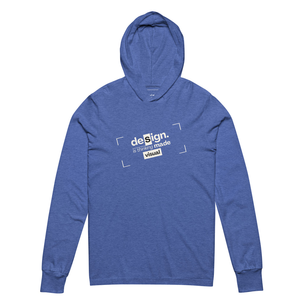Unisex Hooded Long-Sleeve Tee | Design Is Thinking Made Visual Hooded long-sleeve tee AwRans Clothing unisex-hooded-long-sleeve-tee-heather-true-royal-front-67eb9b11254de