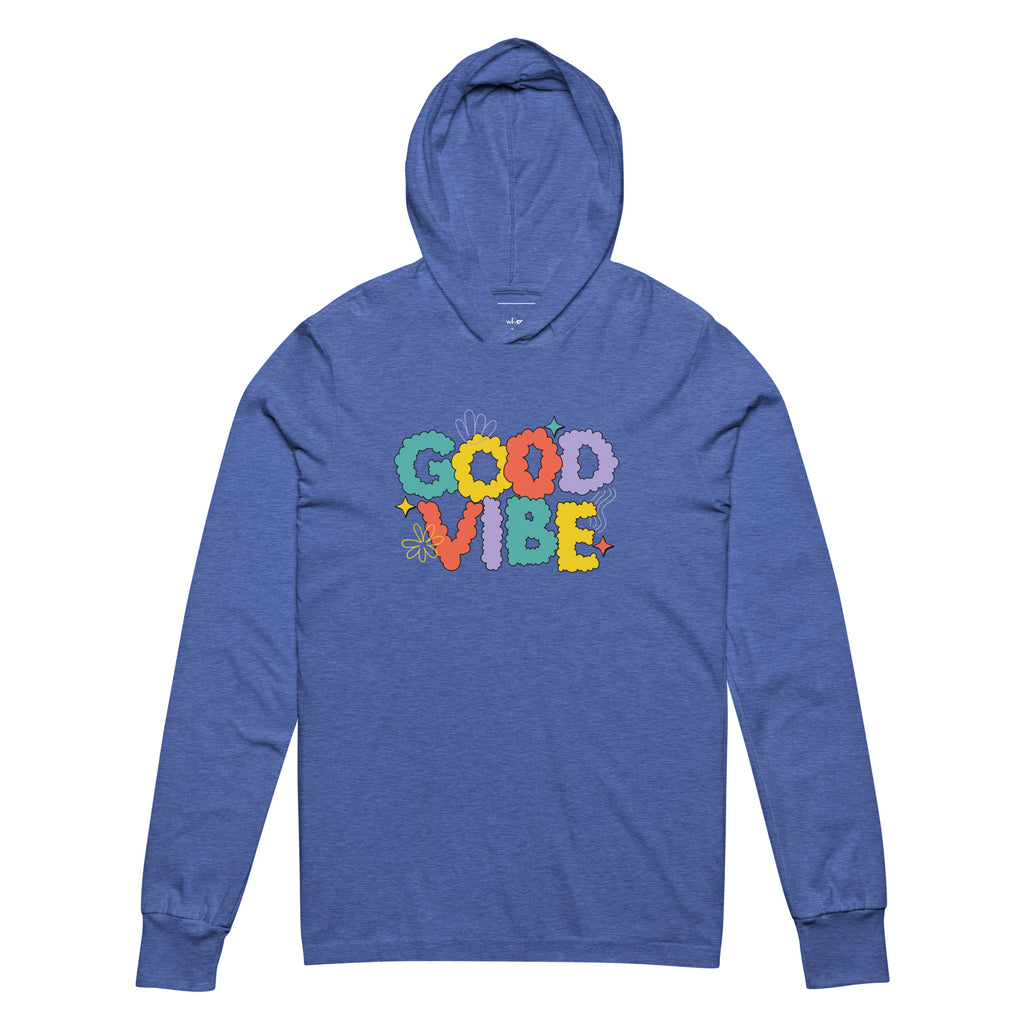 Unisex Hooded Long-Sleeve Tee | Good Vibe Hooded long-sleeve tee AwRans Clothing unisex-hooded-long-sleeve-tee-heather-true-royal-front-67eb9bb916b18