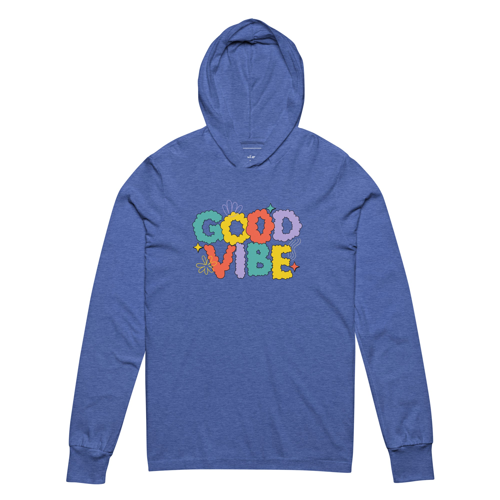 Unisex Hooded Long-Sleeve Tee | Good Vibe Hooded long-sleeve tee AwRans Clothing unisex-hooded-long-sleeve-tee-heather-true-royal-front-67eb9bb916b18