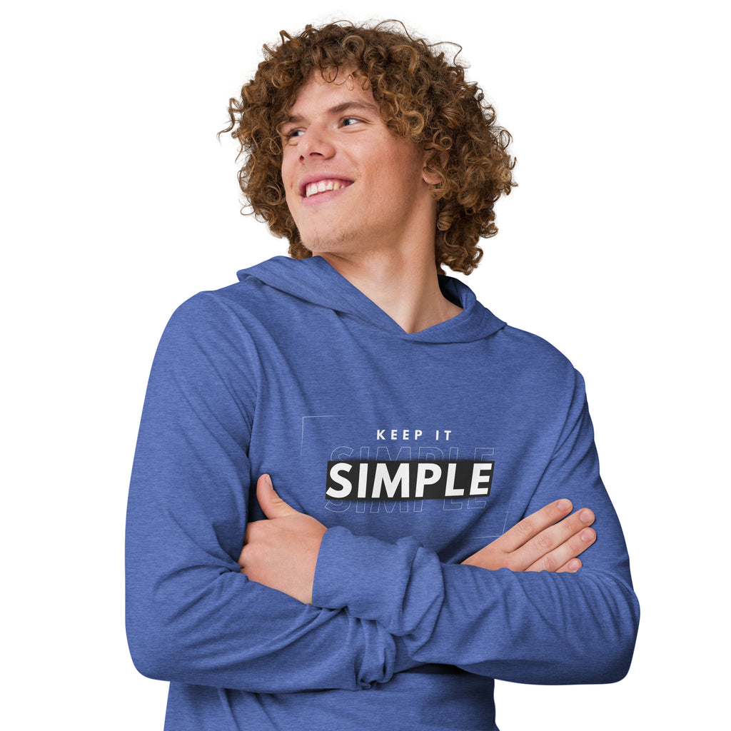 Unisex Hooded Long-Sleeve Tee | Keep It Simple Hooded long-sleeve tee AwRans Clothing unisex-hooded-long-sleeve-tee-heather-true-royal-right-front-67eb9381af252