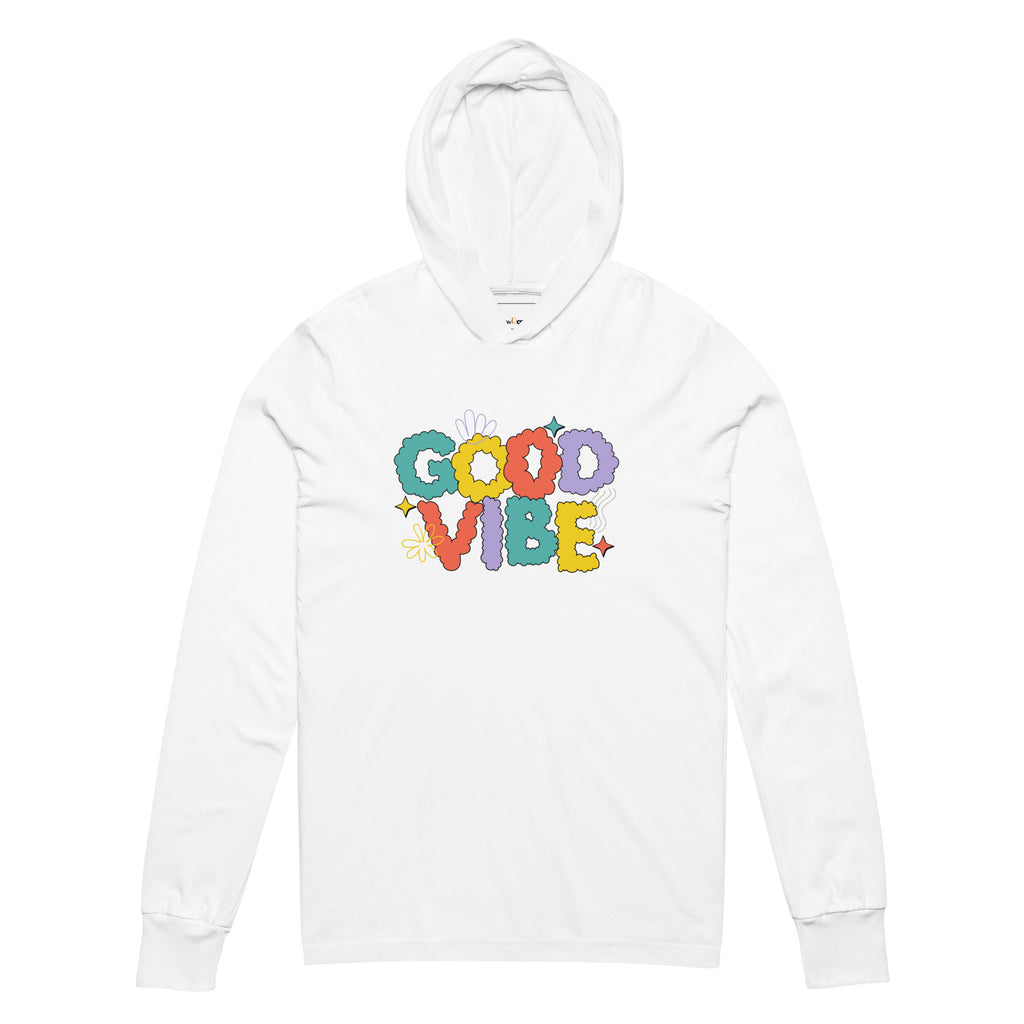 Unisex Hooded Long-Sleeve Tee | Good Vibe Hooded long-sleeve tee AwRans Clothing unisex-hooded-long-sleeve-tee-white-front-67eb9bb91f33d
