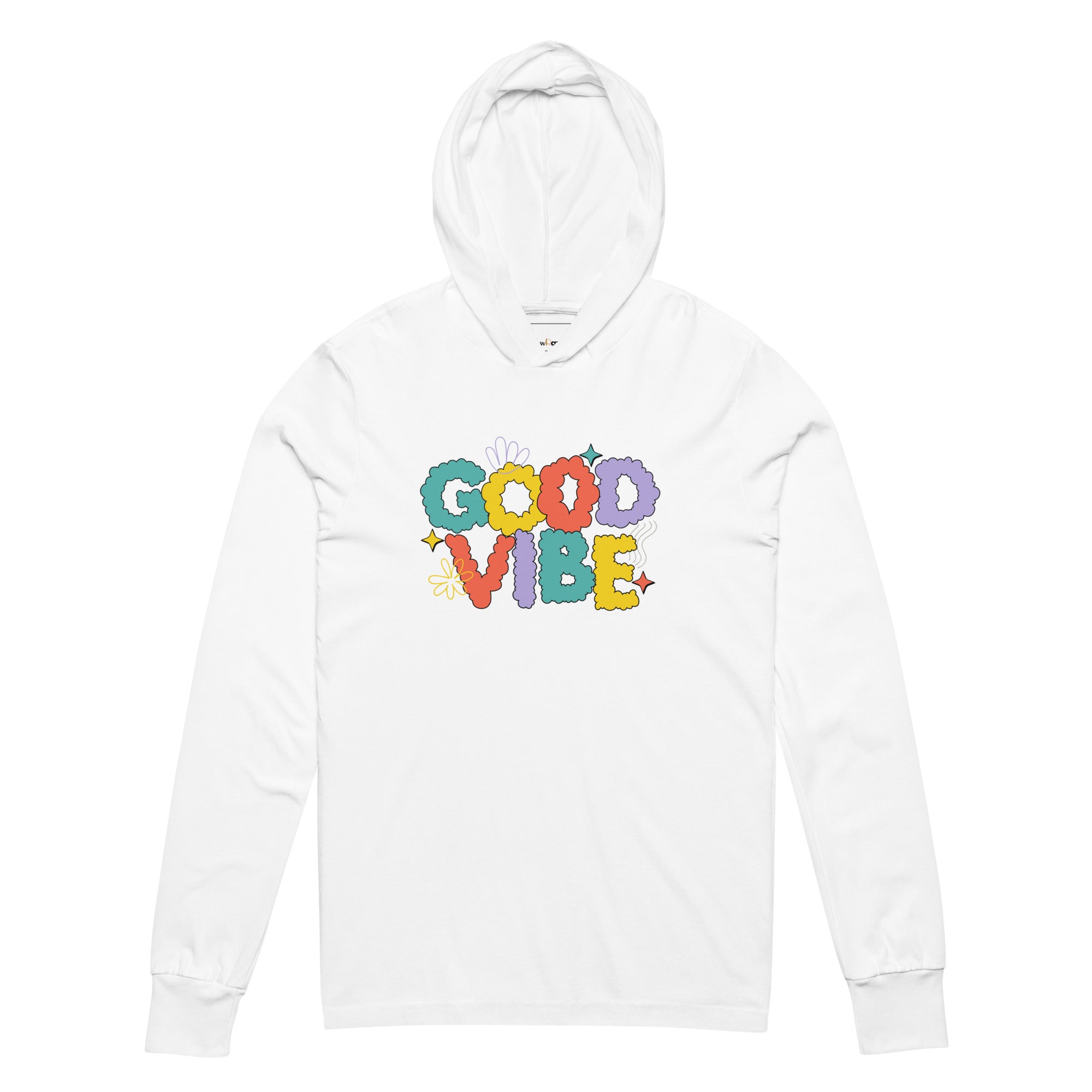 Unisex Hooded Long-Sleeve Tee | Good Vibe Hooded long-sleeve tee AwRans Clothing unisex-hooded-long-sleeve-tee-white-front-67eb9bb91f33d