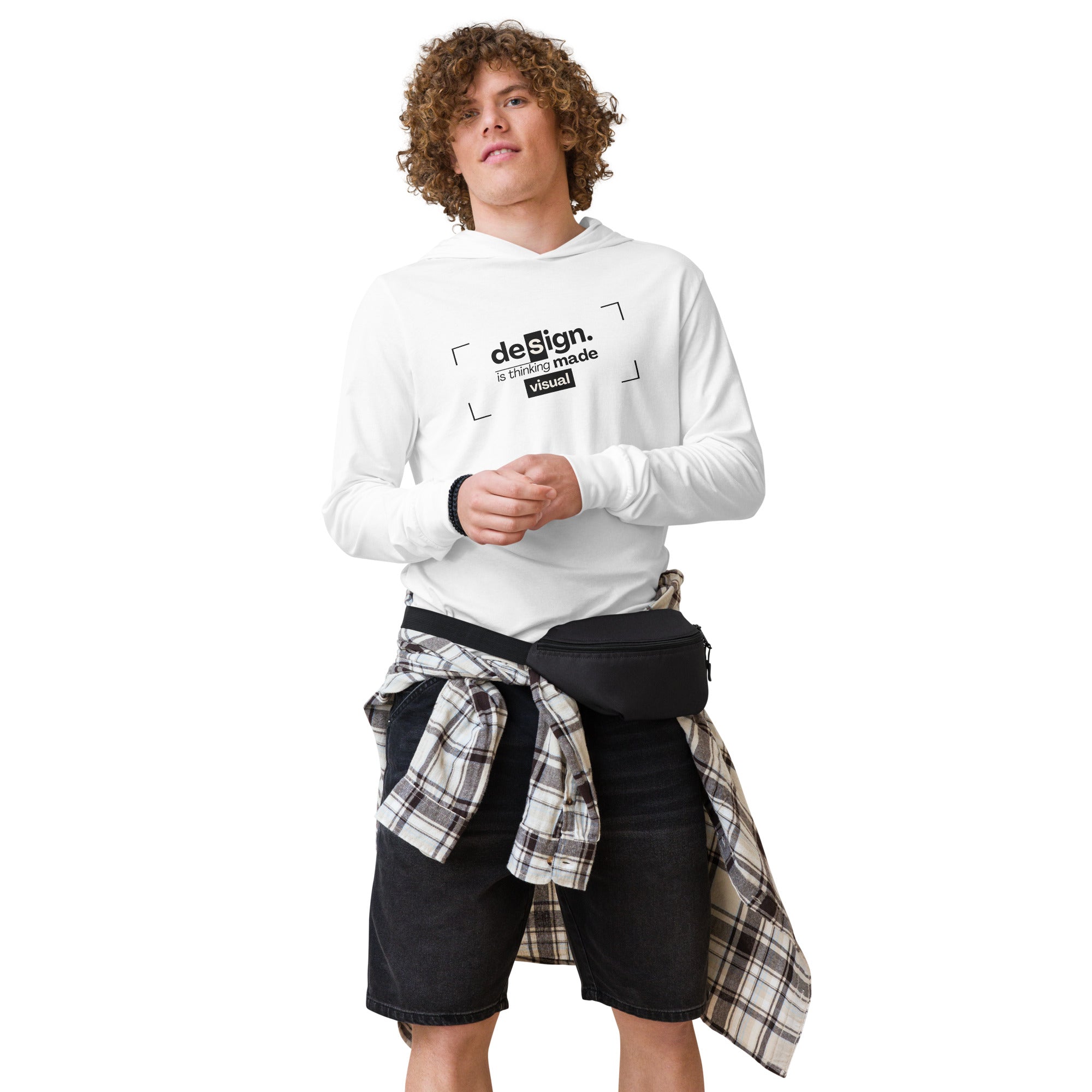 Unisex Hooded Long-Sleeve Tee | Design Is Thinking Made Visual Hooded long-sleeve tee AwRans Clothing unisex-hooded-long-sleeve-tee-white-front-67f00bc10572c