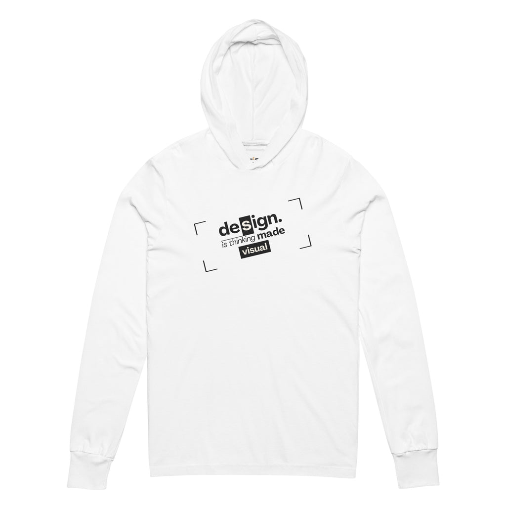 Unisex Hooded Long-Sleeve Tee | Design Is Thinking Made Visual Hooded long-sleeve tee AwRans Clothing unisex-hooded-long-sleeve-tee-white-front-67f00bc105ca4