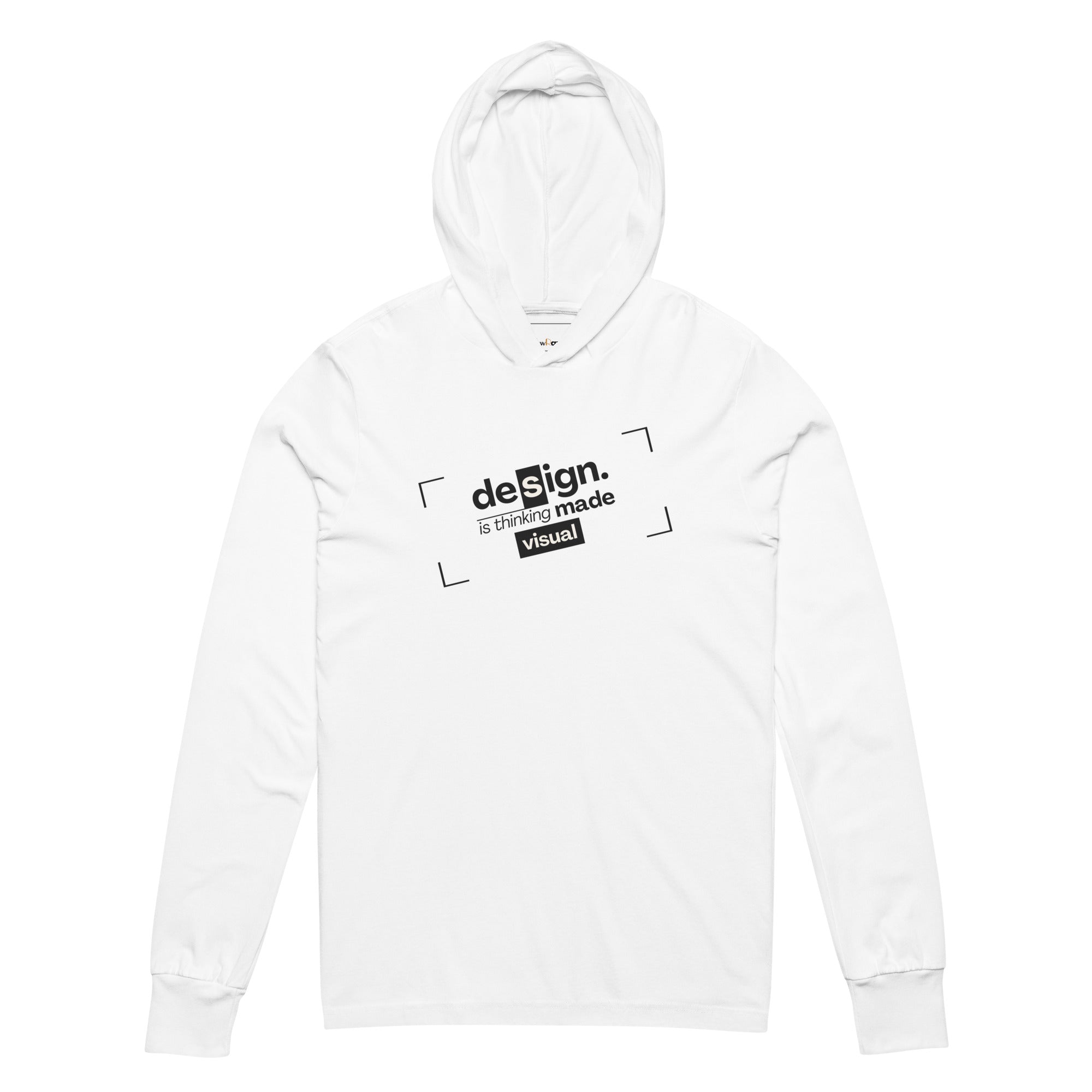 Unisex Hooded Long-Sleeve Tee | Design Is Thinking Made Visual Hooded long-sleeve tee AwRans Clothing unisex-hooded-long-sleeve-tee-white-front-67f00bc105ca4