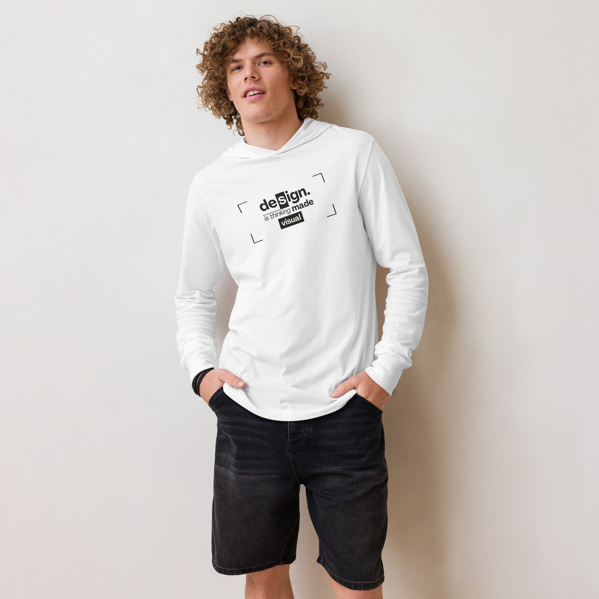 Unisex Hooded Long-Sleeve Tee | Design Is Thinking Made Visual Hooded long-sleeve tee AwRans Clothing unisex-hooded-long-sleeve-tee-white-front-67f00bc1072da