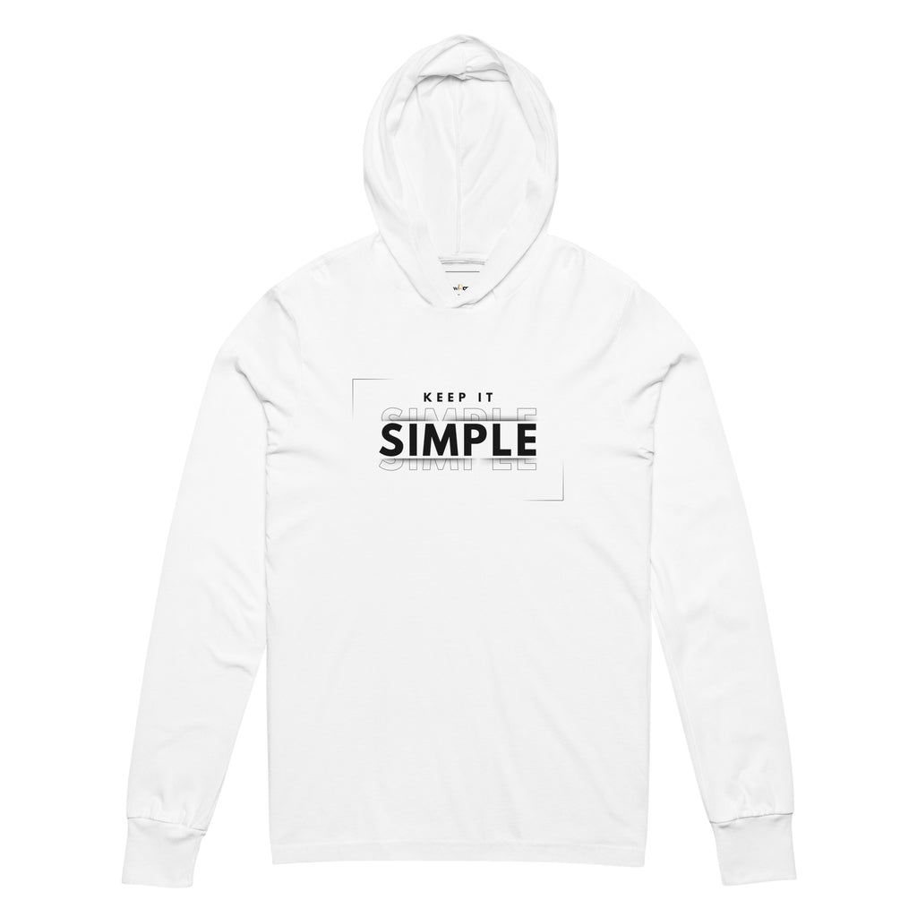 Unisex Hooded Long-Sleeve Tee | Keep It Simple Hooded long-sleeve tee AwRans Clothing unisex-hooded-long-sleeve-tee-white-front-67f00e317a1ce
