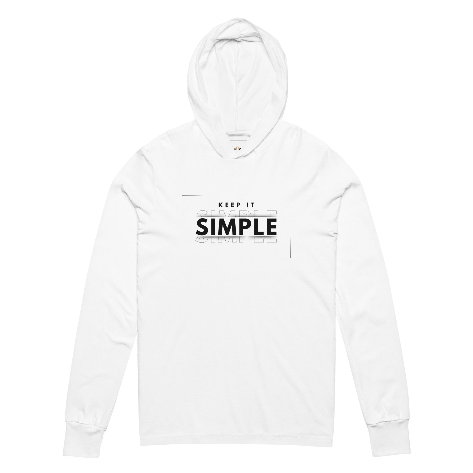 Unisex Hooded Long-Sleeve Tee | Keep It Simple Hooded long-sleeve tee AwRans Clothing unisex-hooded-long-sleeve-tee-white-front-67f00e317a1ce