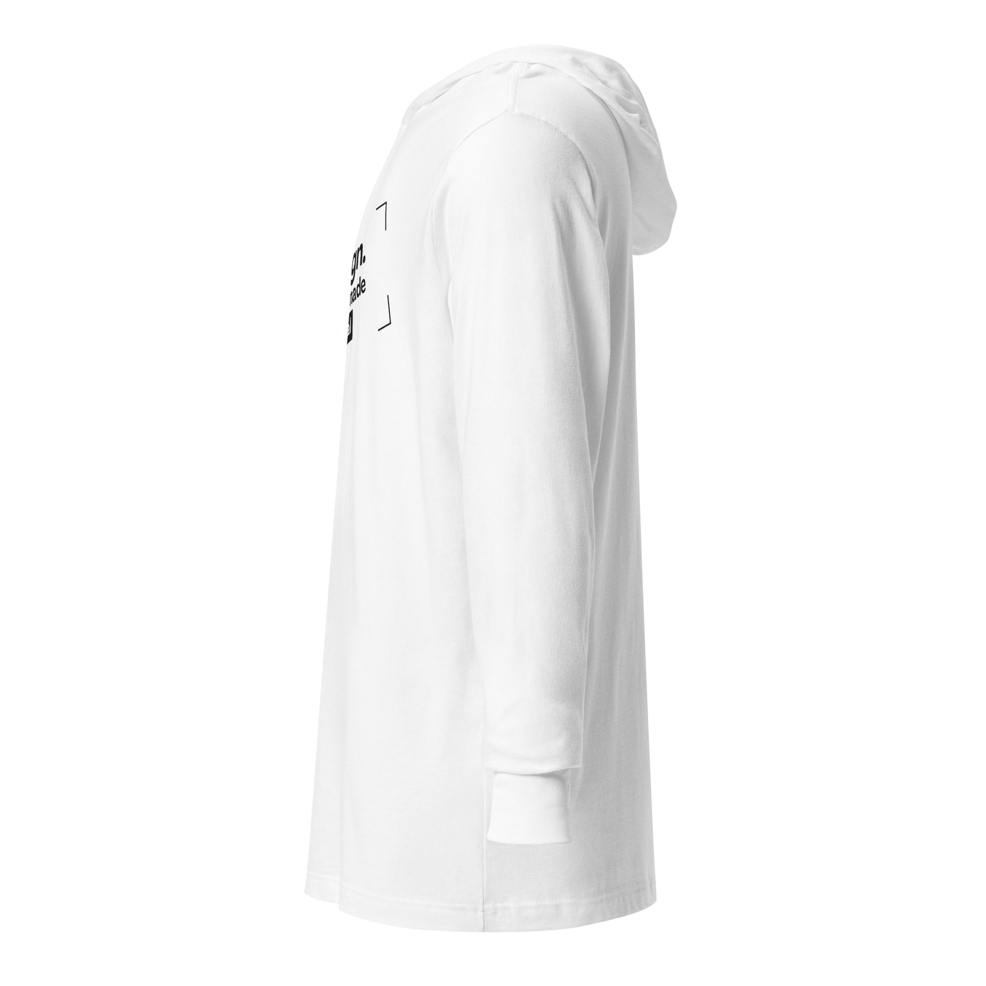 Unisex Hooded Long-Sleeve Tee | Design Is Thinking Made Visual Hooded long-sleeve tee AwRans Clothing unisex-hooded-long-sleeve-tee-white-left-67f00bc109245