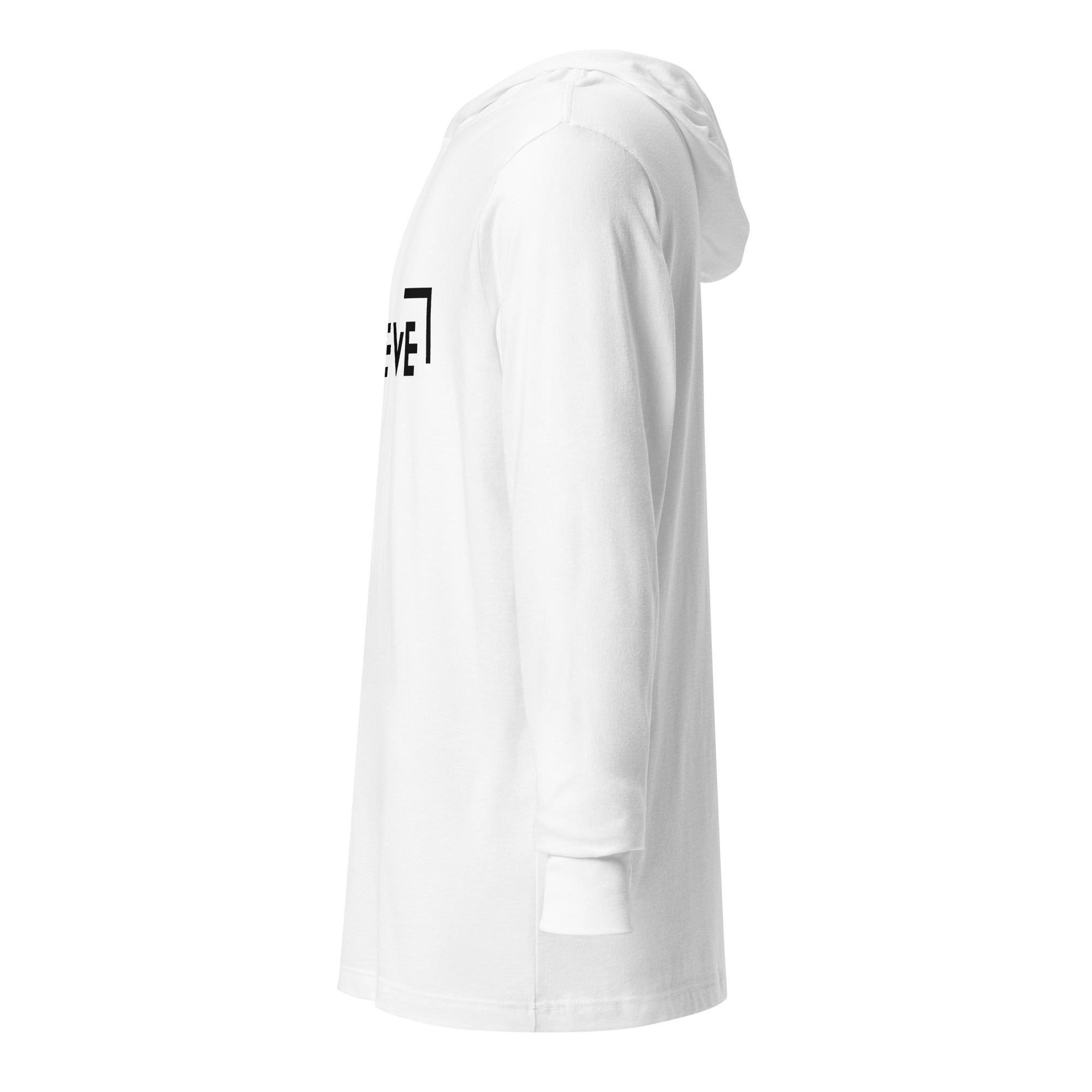 Unisex Hooded Long-Sleeve Tee | Believe Hooded long-sleeve tee AwRans Clothing unisex-hooded-long-sleeve-tee-white-left-67f00c9ca531f
